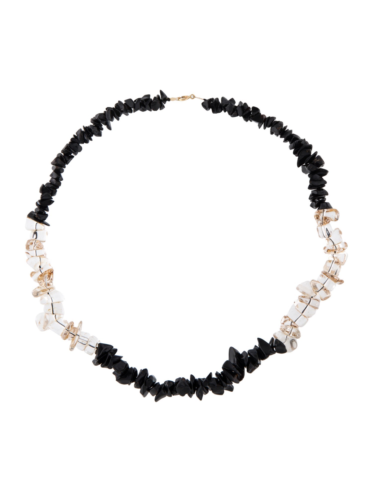Necklace 14K Onyx & Quartz Bead Strand