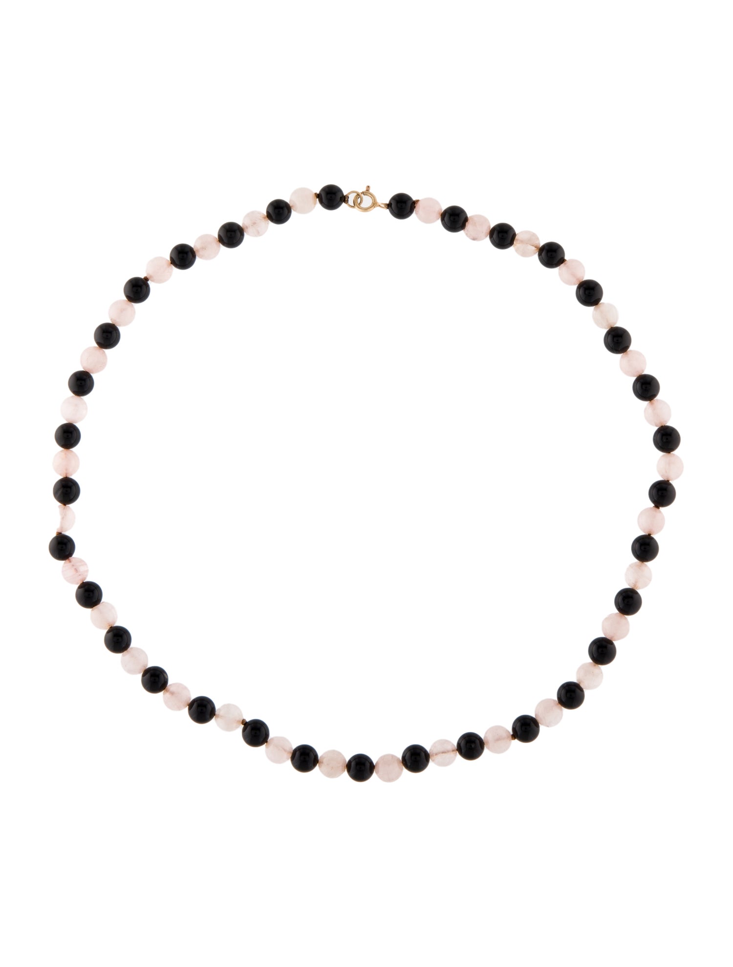 Necklace 14K Onyx & Rose Quartz Bead Strand