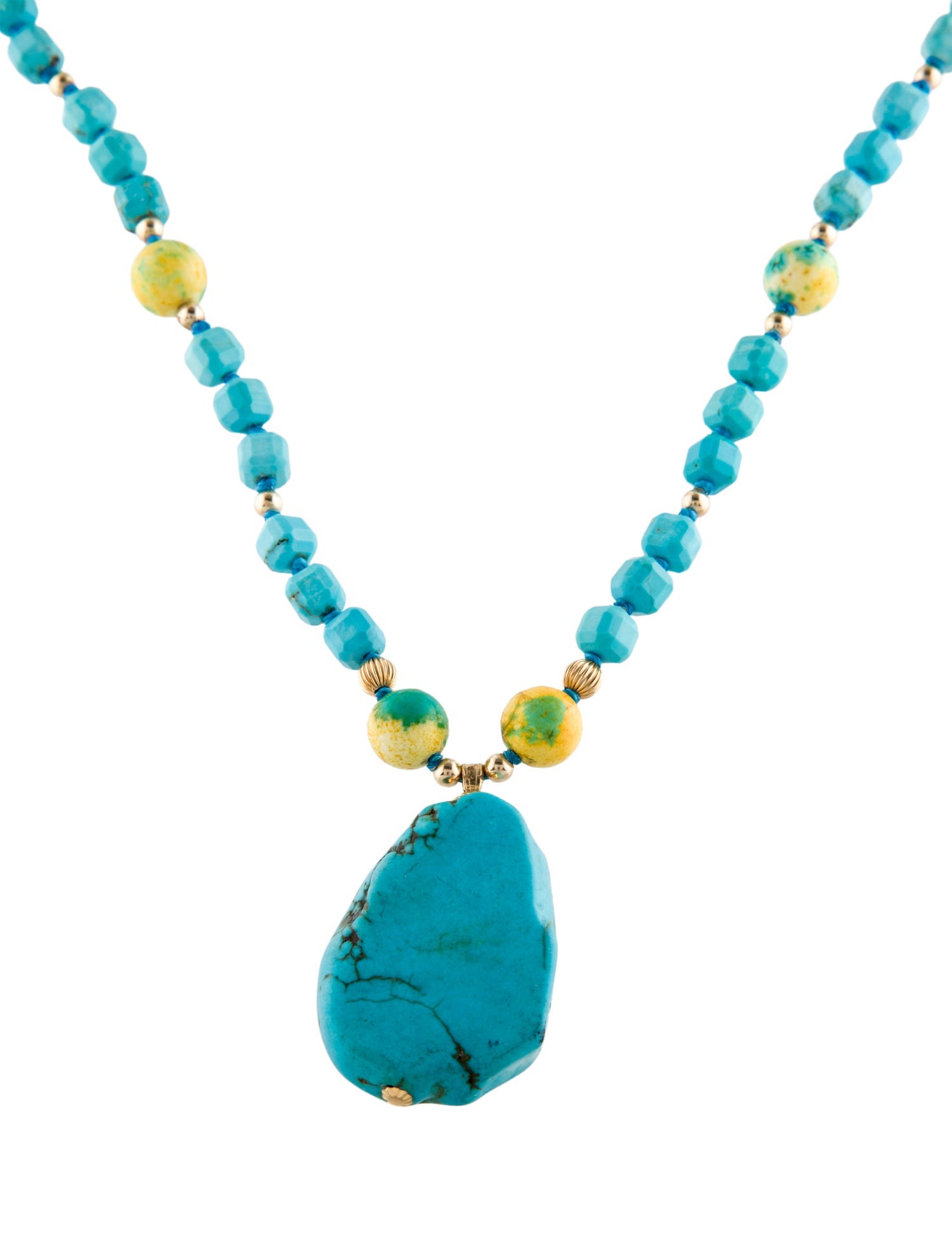 Necklace 14K Dyed Magnasite Beaded Pendant Necklace