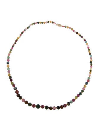 Necklace 14K Tourmaline Bead Strand Necklace