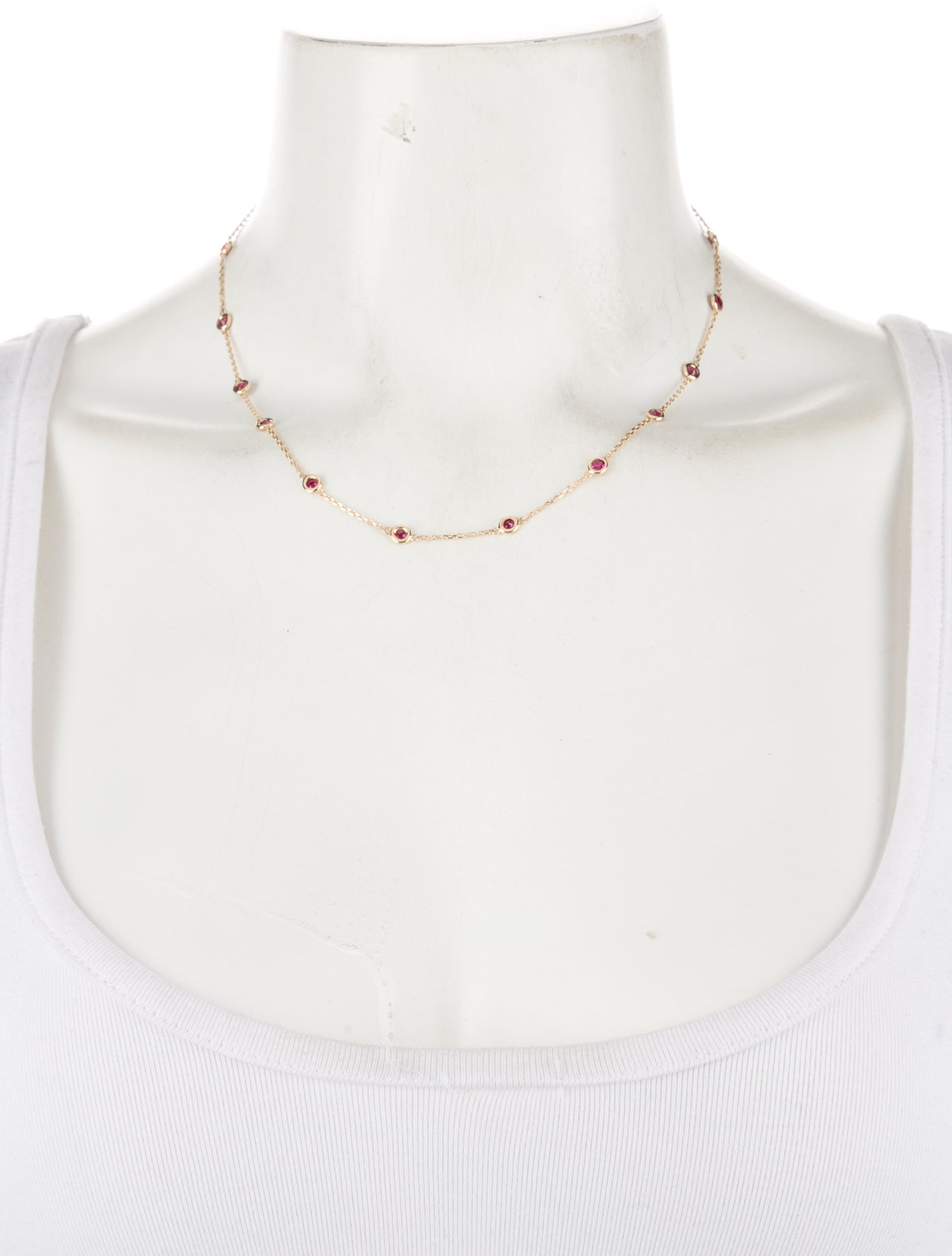 Necklace 14K 3.02ctw Ruby Station Necklace
