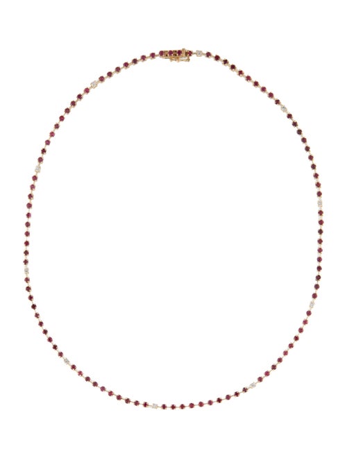 Necklace 14K 3.97ctw Ruby & Diamond Tennis Bracelet