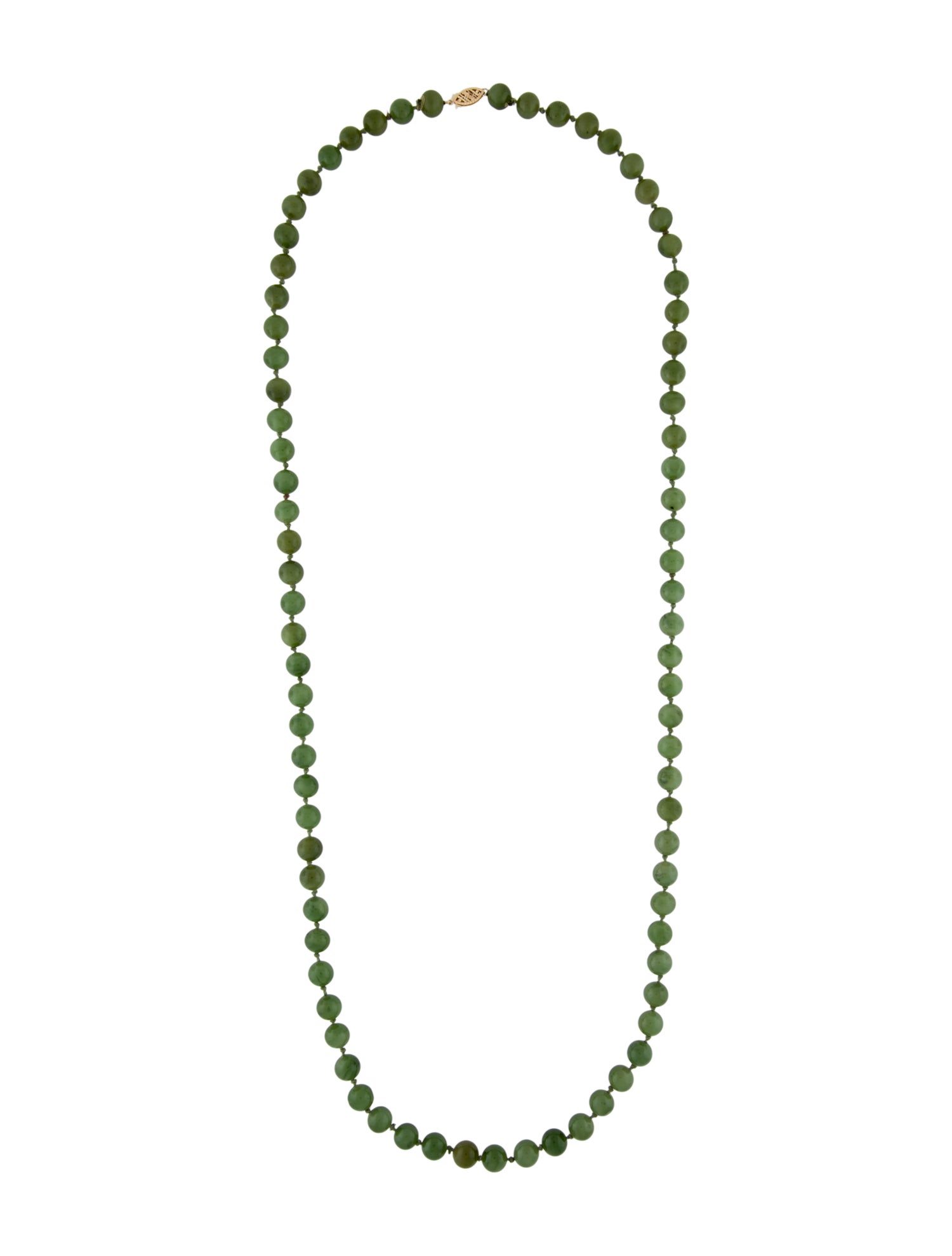Necklace 14K Nephrite Bead Strand