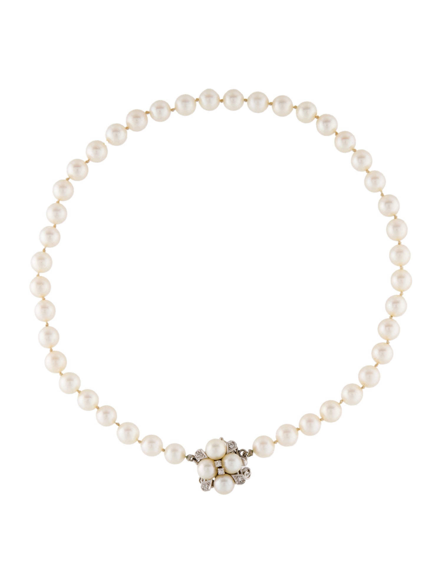 Necklace 14K Pearl & Diamond Strand Necklace