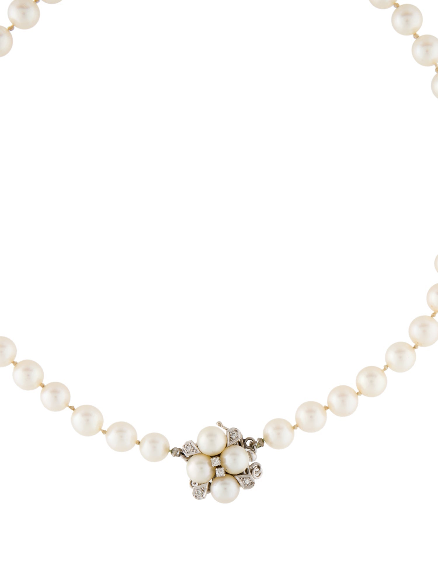 Necklace 14K Pearl & Diamond Strand Necklace