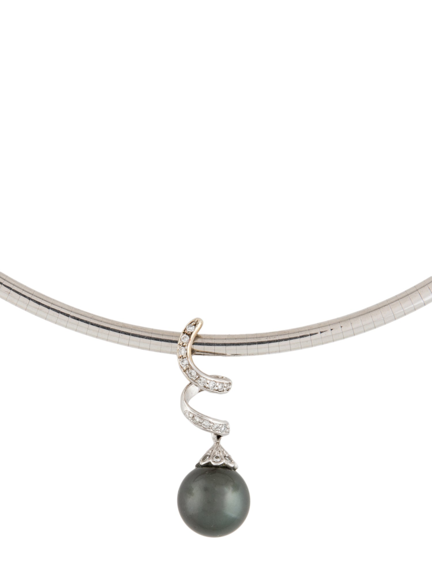 Necklace 14K Pearl & Diamond Collar Pendant Necklace