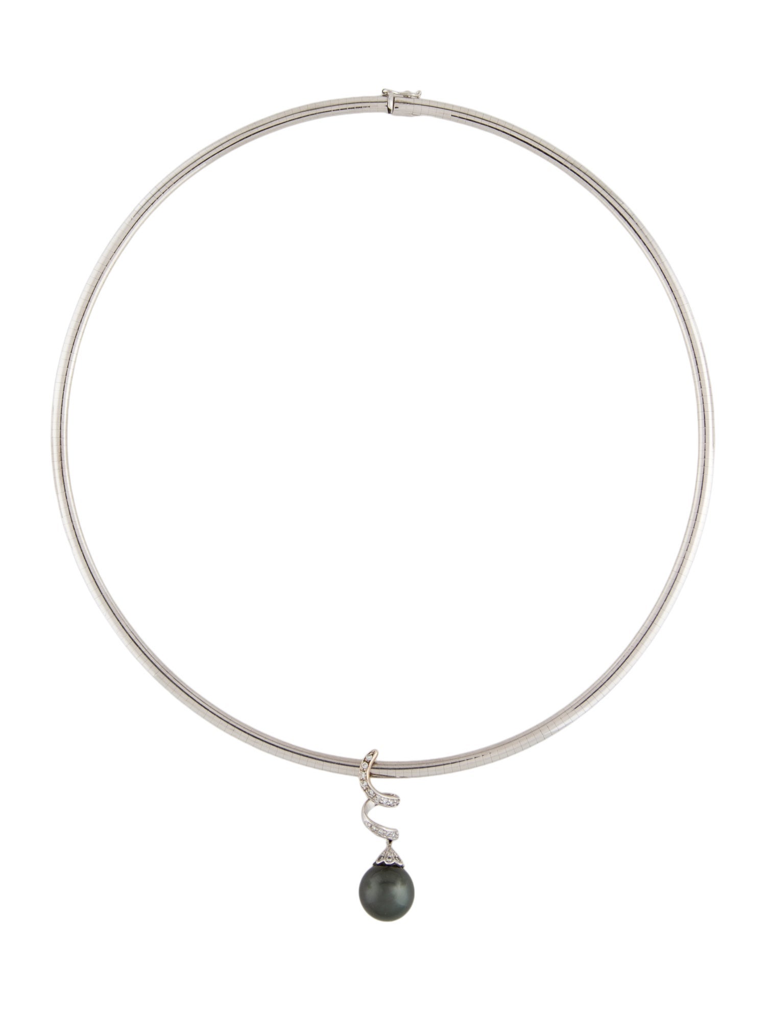 Necklace 14K Pearl & Diamond Collar Pendant Necklace
