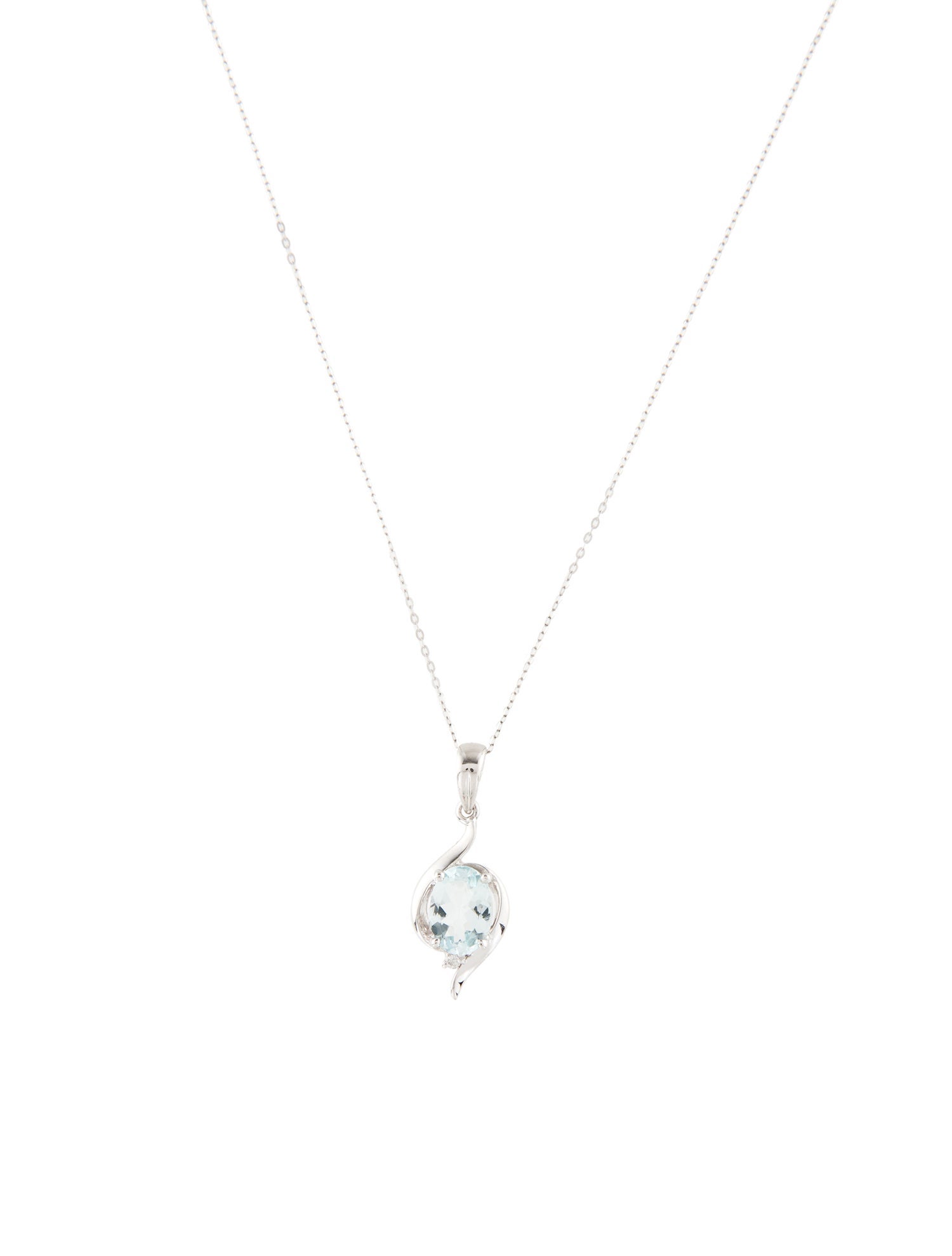 Necklace 14K Aquamarine & Diamond Pendant Necklace