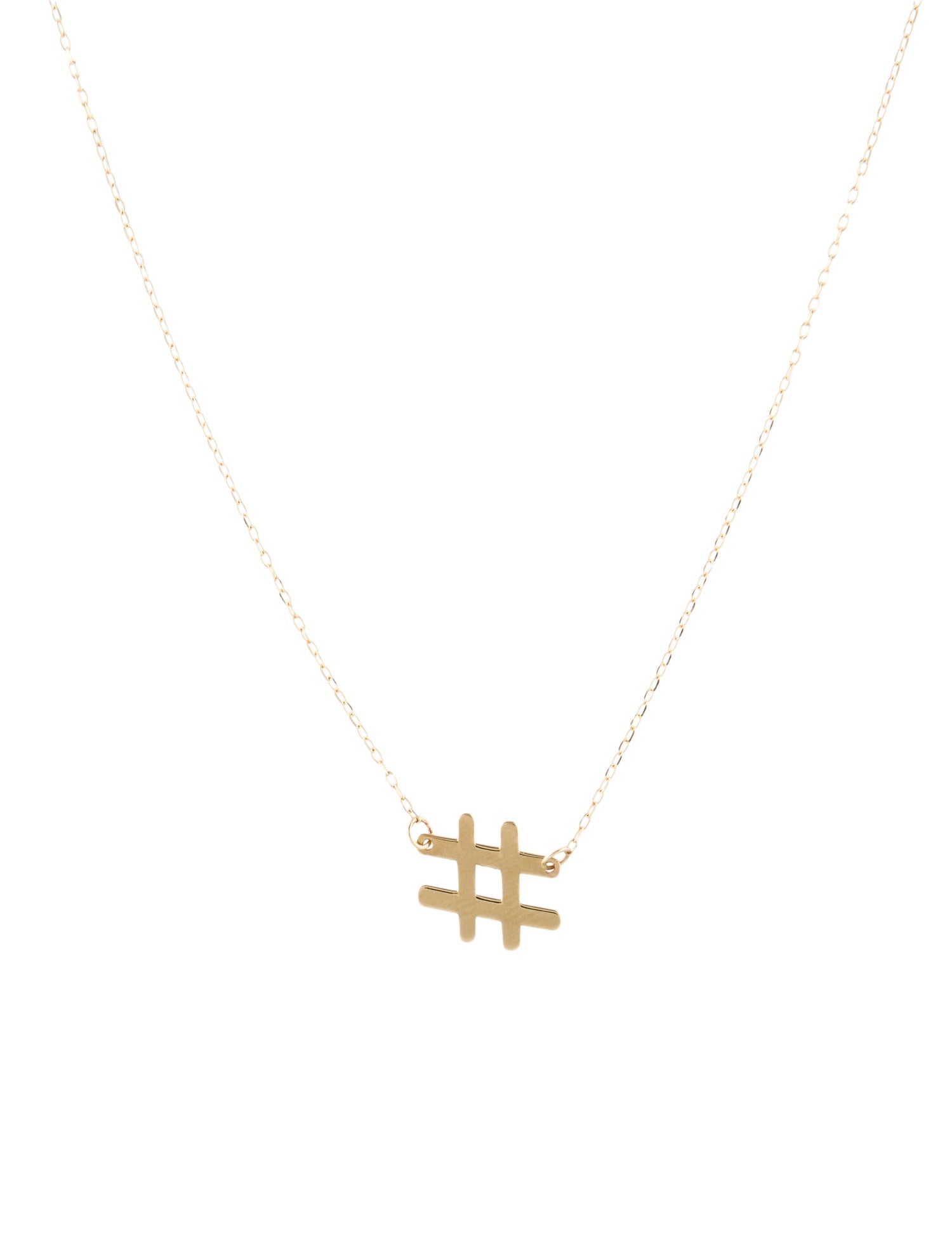 Necklace 14K Hashtag Pendant Necklace