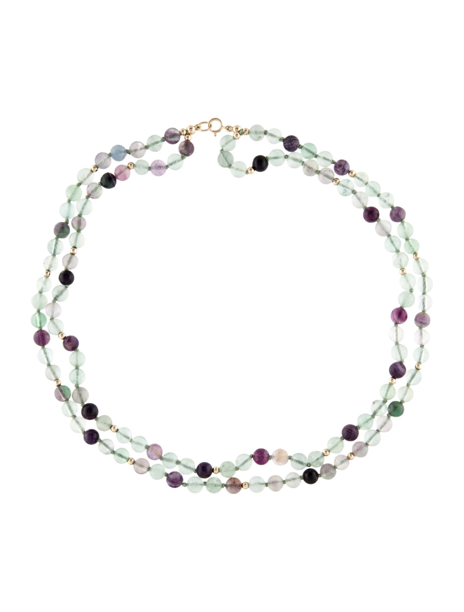 Necklace 14K Fluorite Beaded Double Strand Necklace