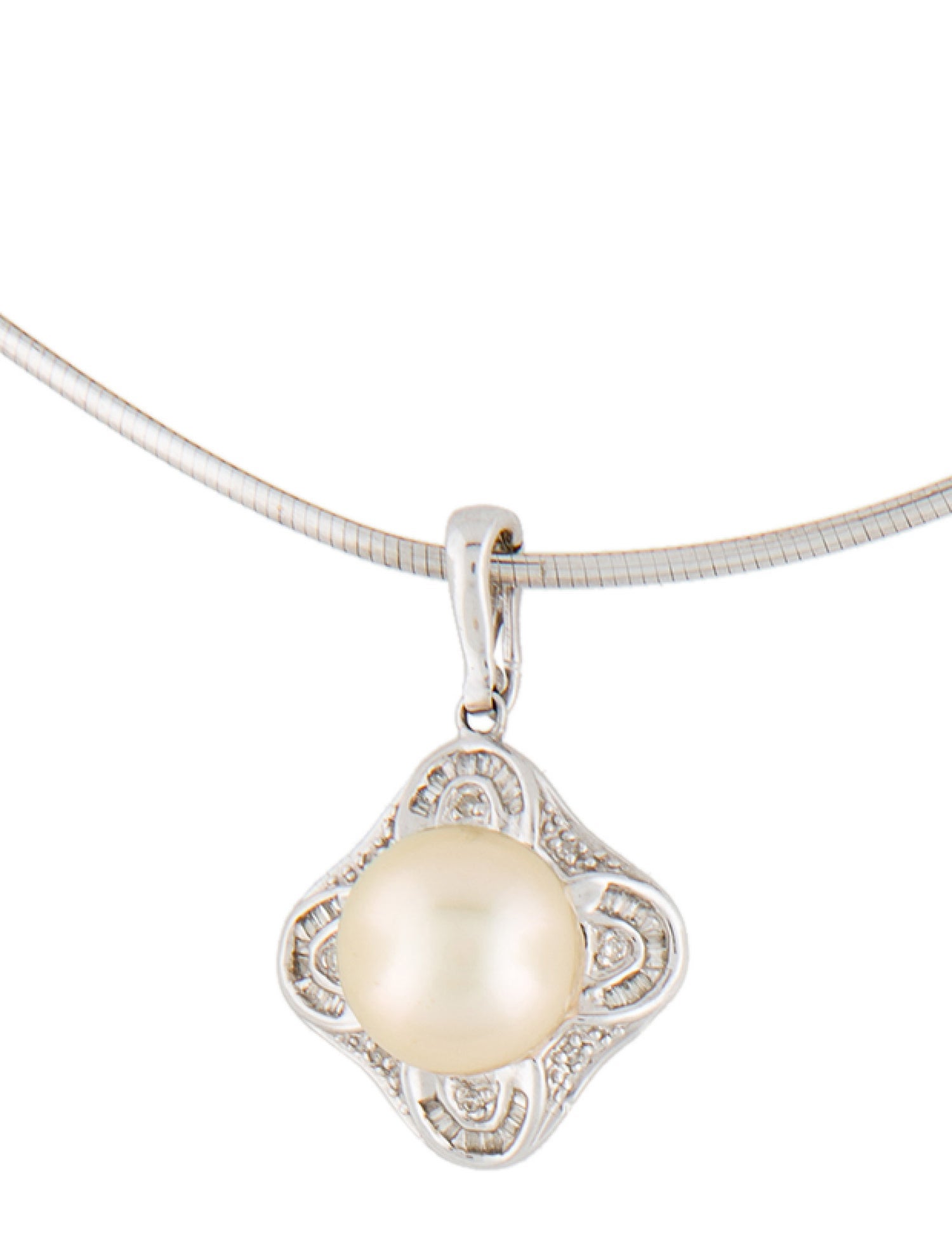 Necklace 14K Pearl & Diamond Enhancer Pendant Necklace