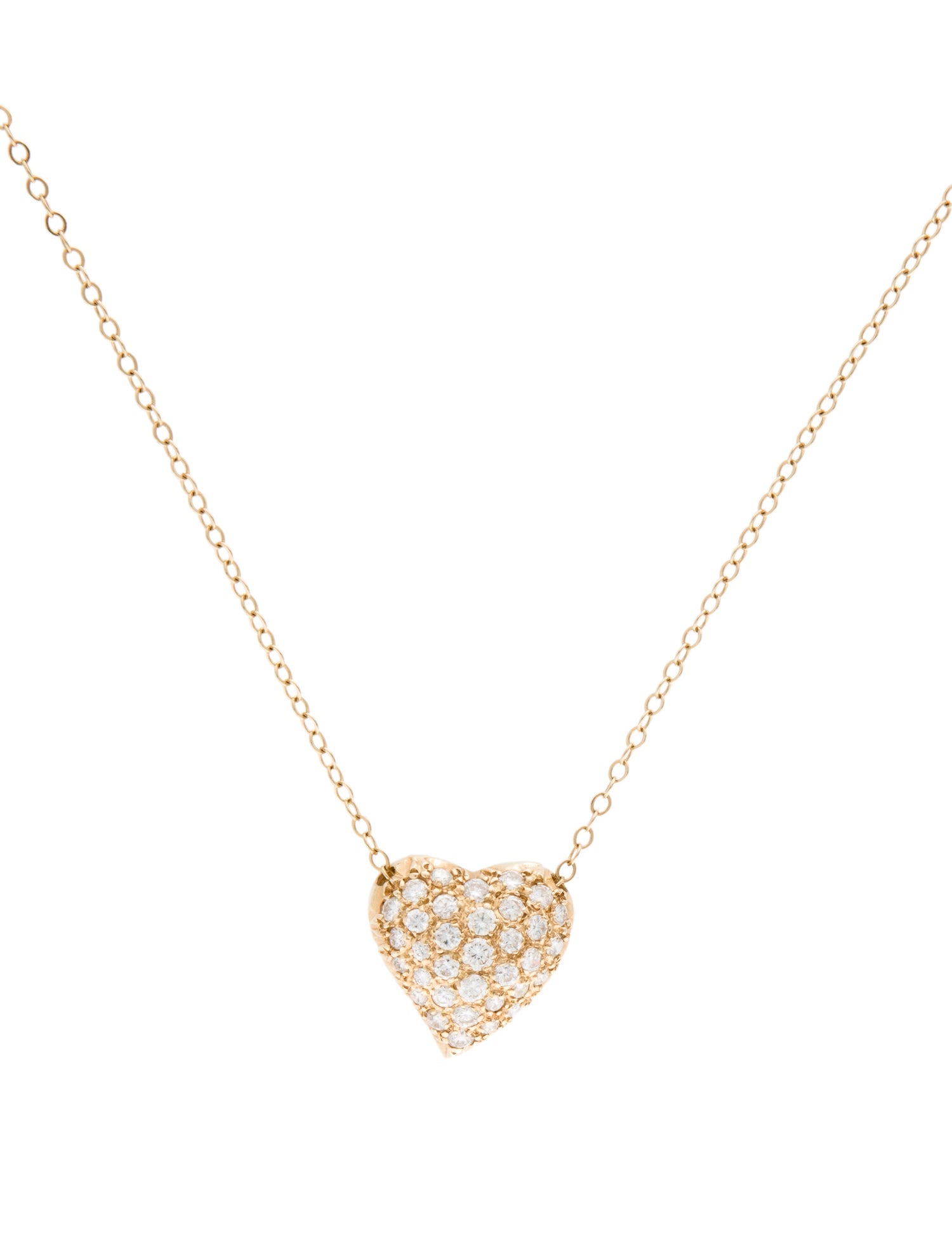 Necklace 14K Diamond Puffy Heart Pendant Necklace