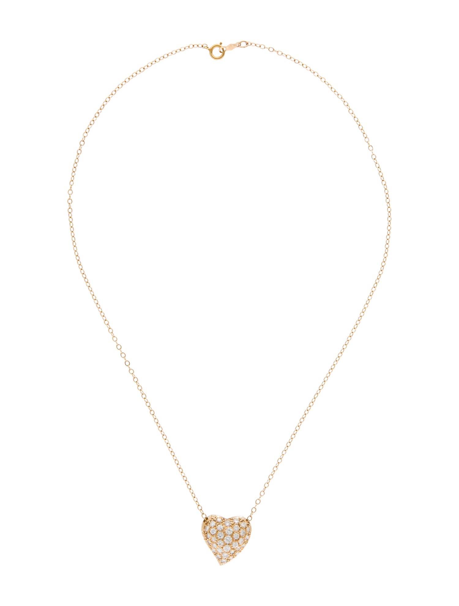 Necklace 14K Diamond Puffy Heart Pendant Necklace