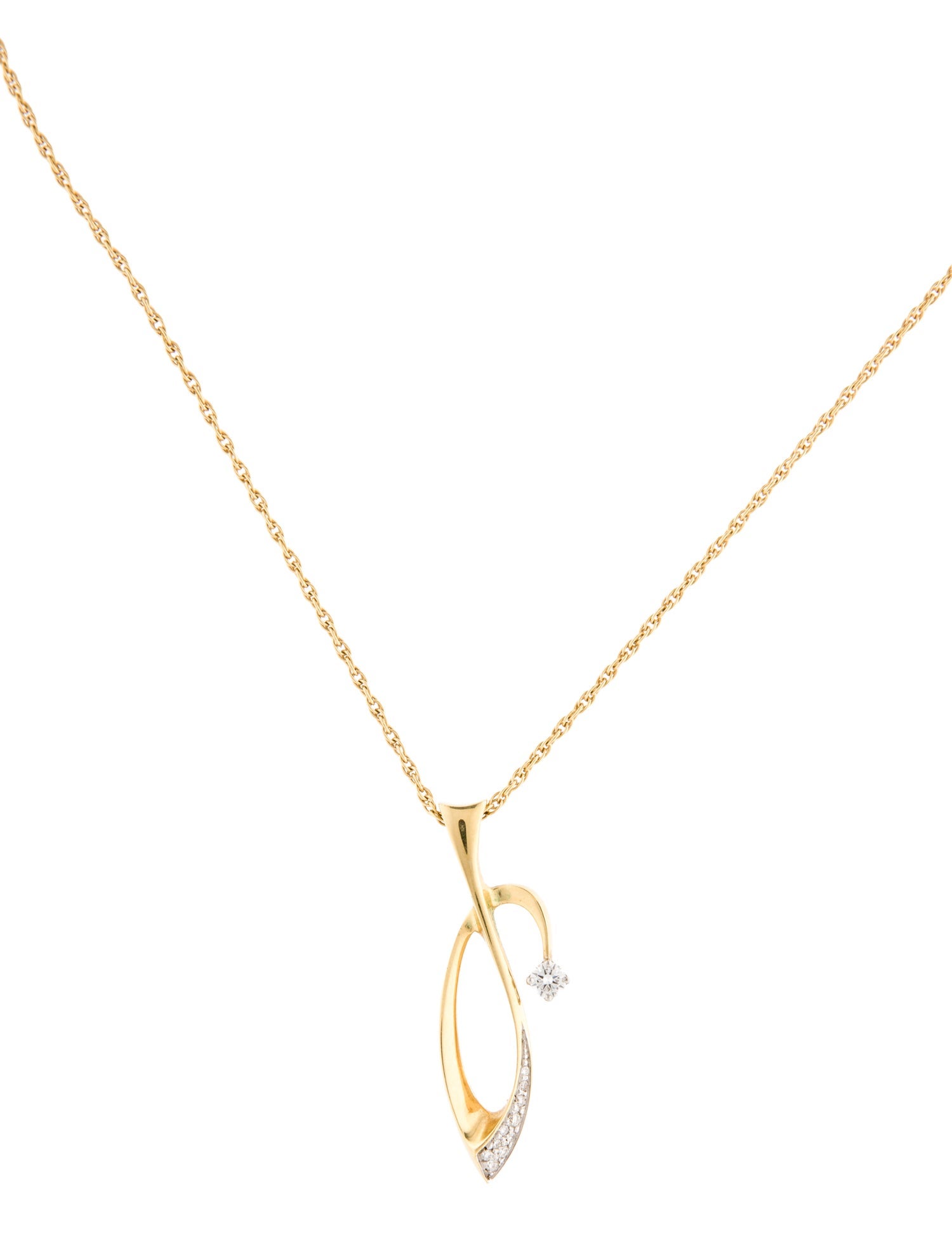 Necklace 18K Diamond Swirl Pendant Necklace