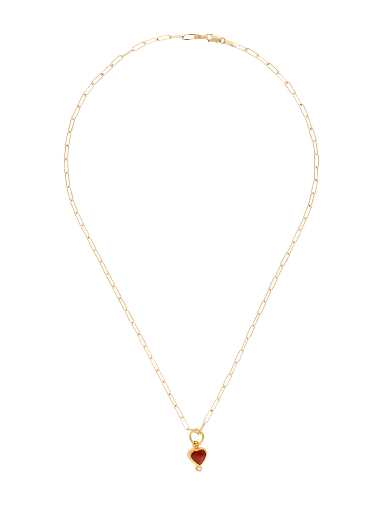 Necklace 18K Coral & Diamond Pendant Necklace