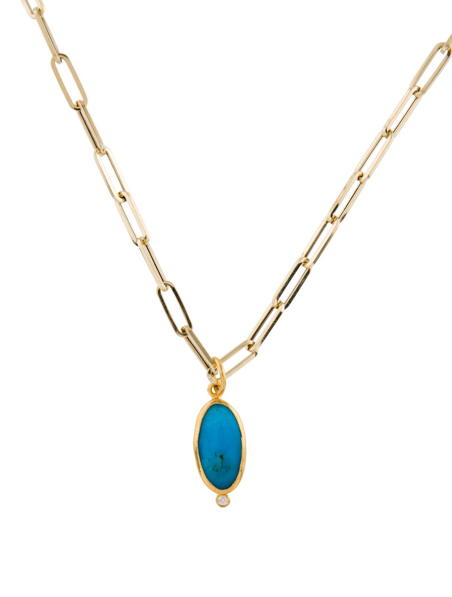 Necklace Turquoise & Diamond Pendant