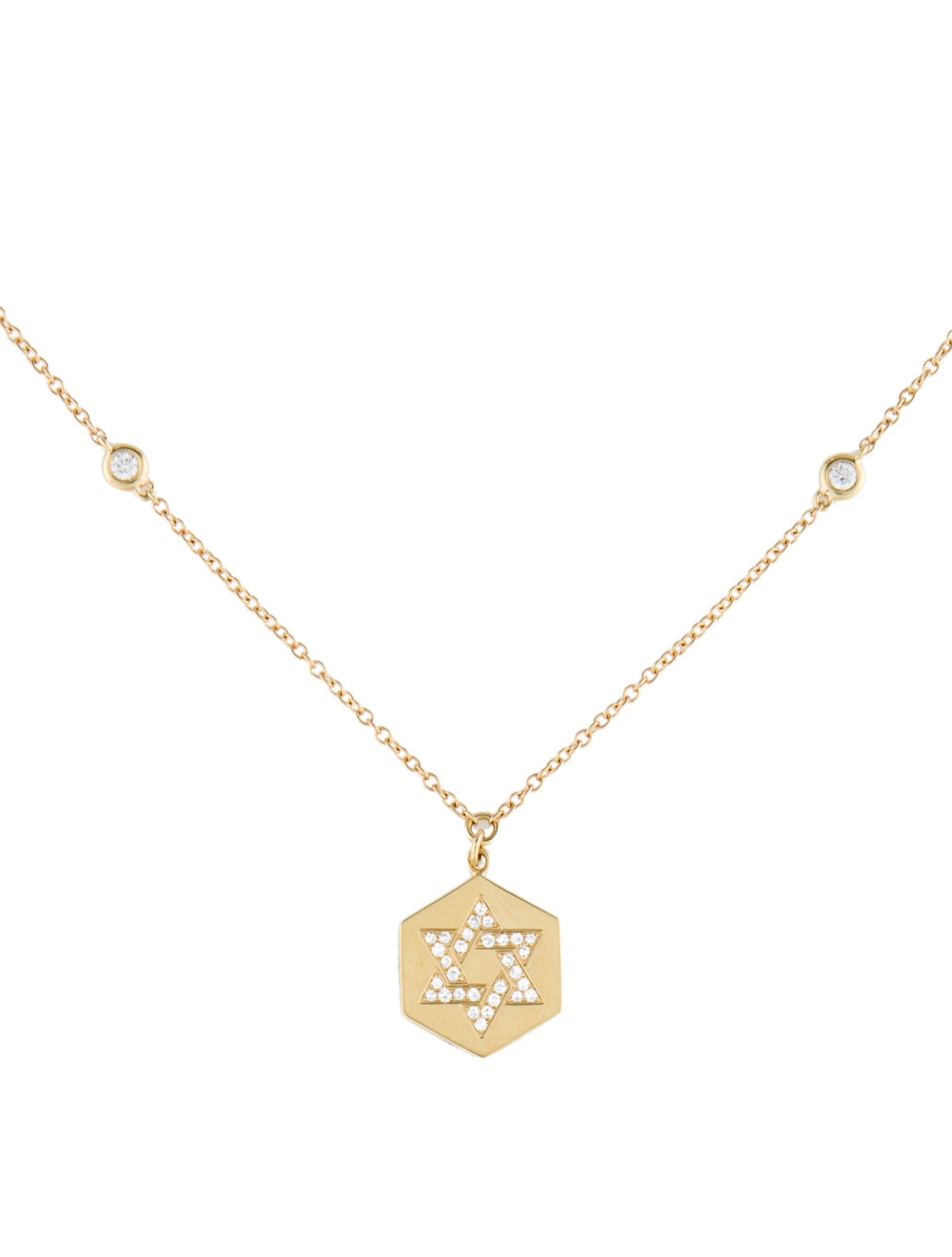 Necklace 18K Diamond Star Of David Pendant Necklace