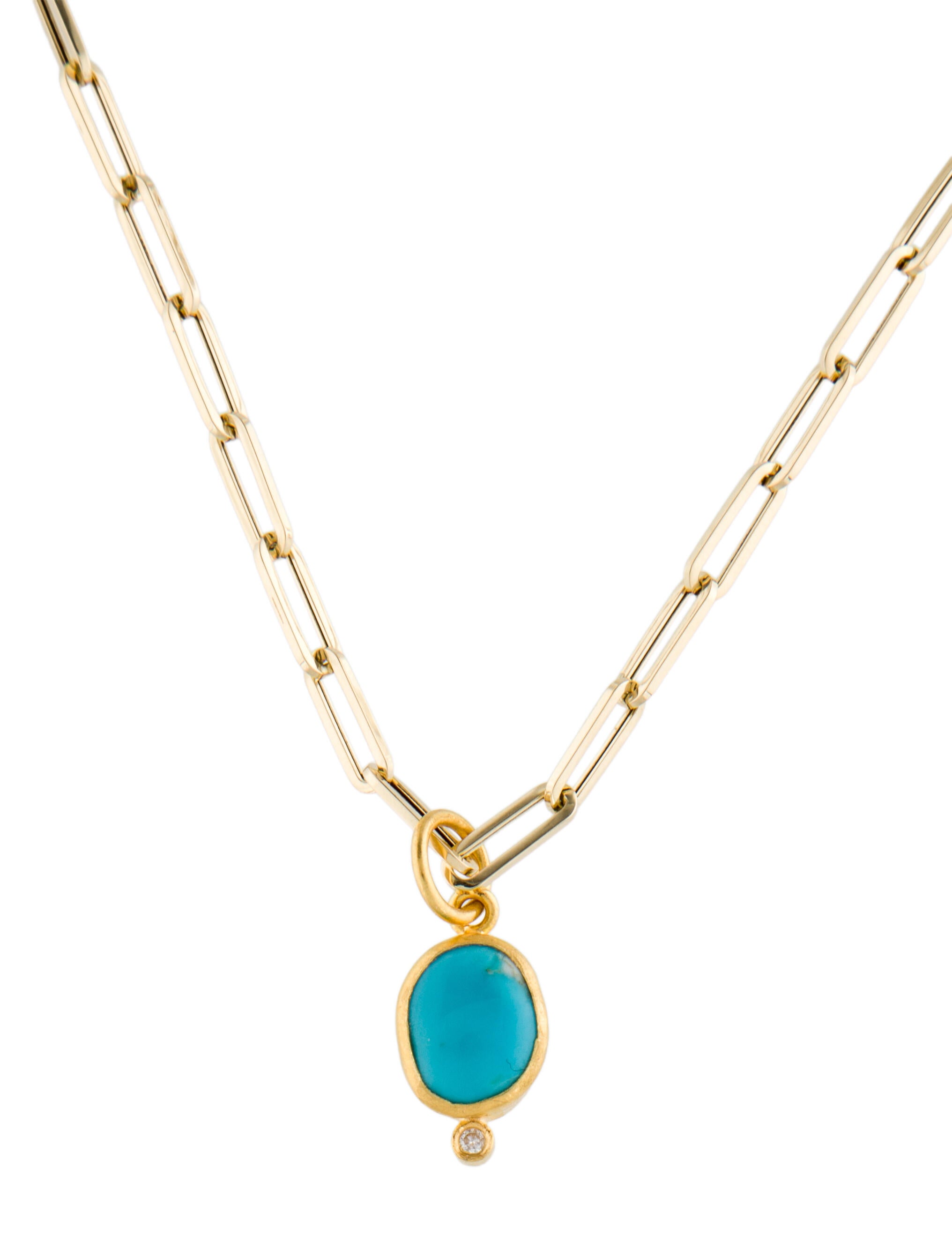 Necklace Turquoise & Diamond Pendant