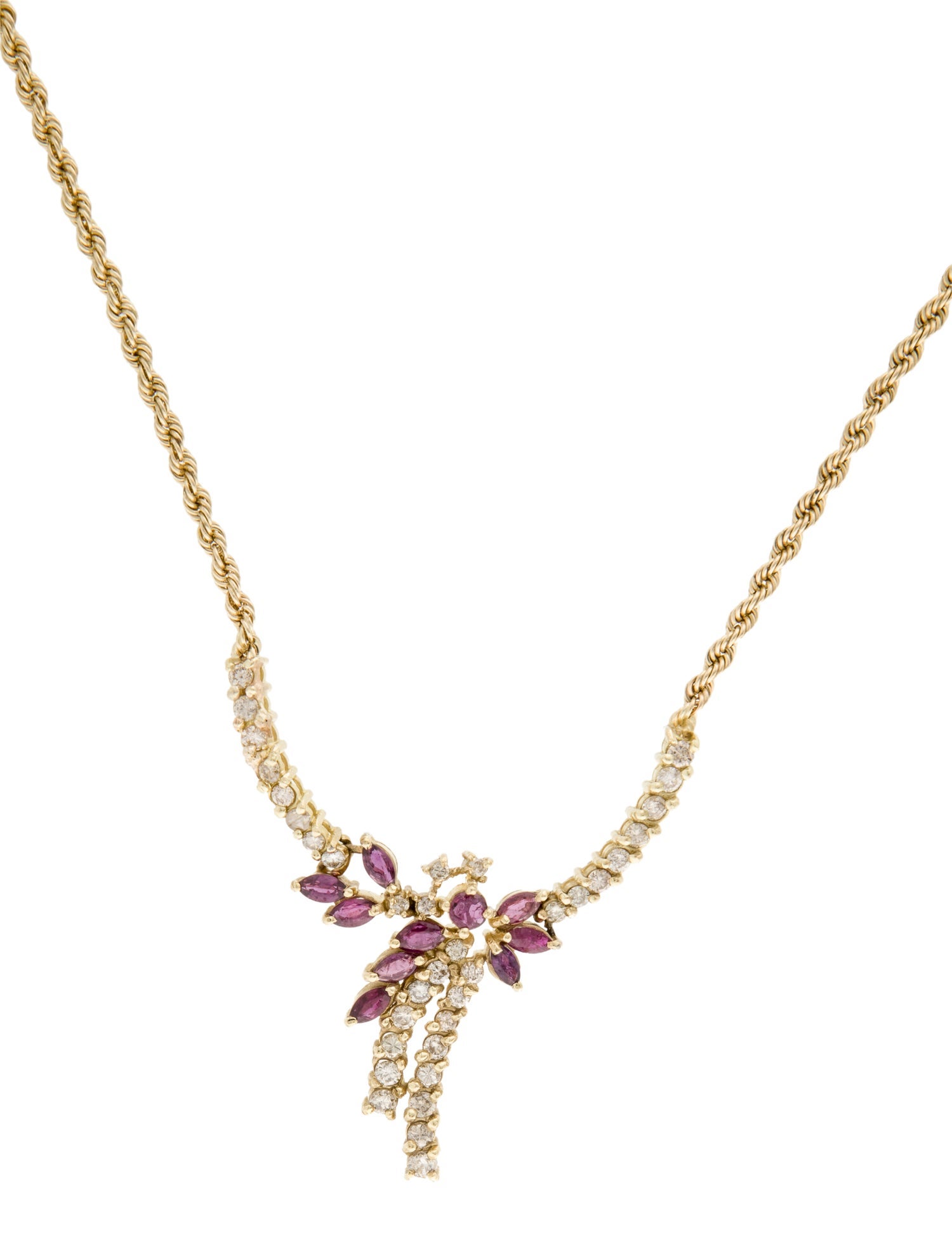 Necklace 14K 1.60ctw Ruby & Diamond Pendant Necklace
