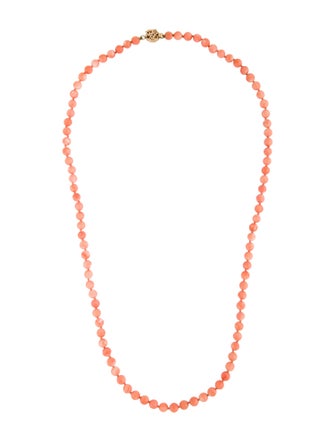 Necklace 14K Coral Bead Strand Necklace