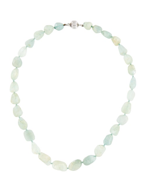Necklace 14K Aquamarine Bead Strand Necklace