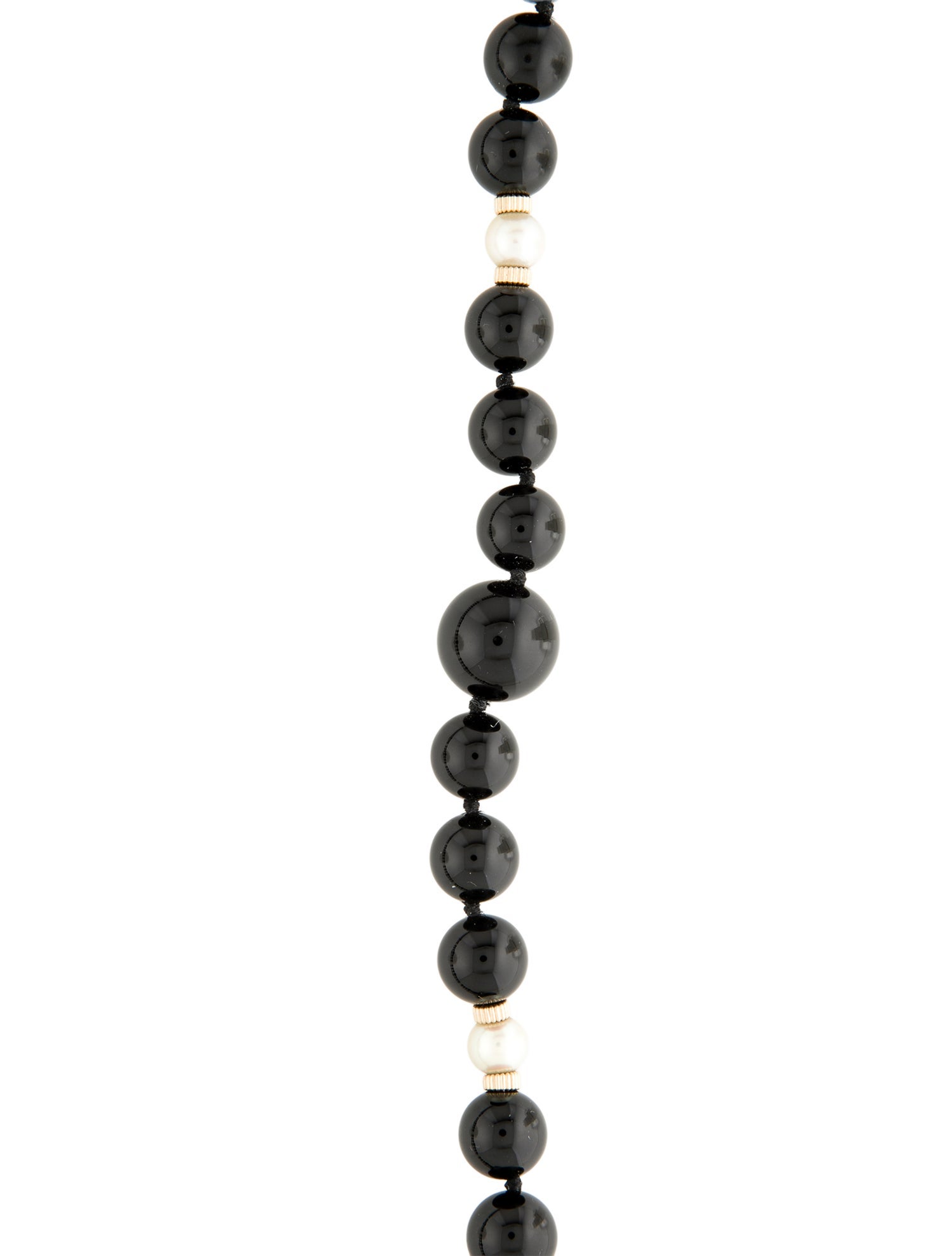 Necklace 14K Onyx & Pearl Beaded Strand