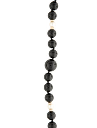 Necklace 14K Onyx & Pearl Beaded Strand