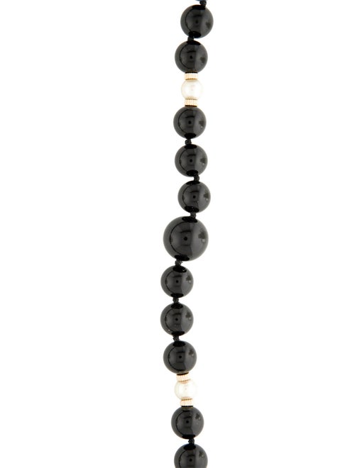 Necklace 14K Onyx & Pearl Beaded Strand