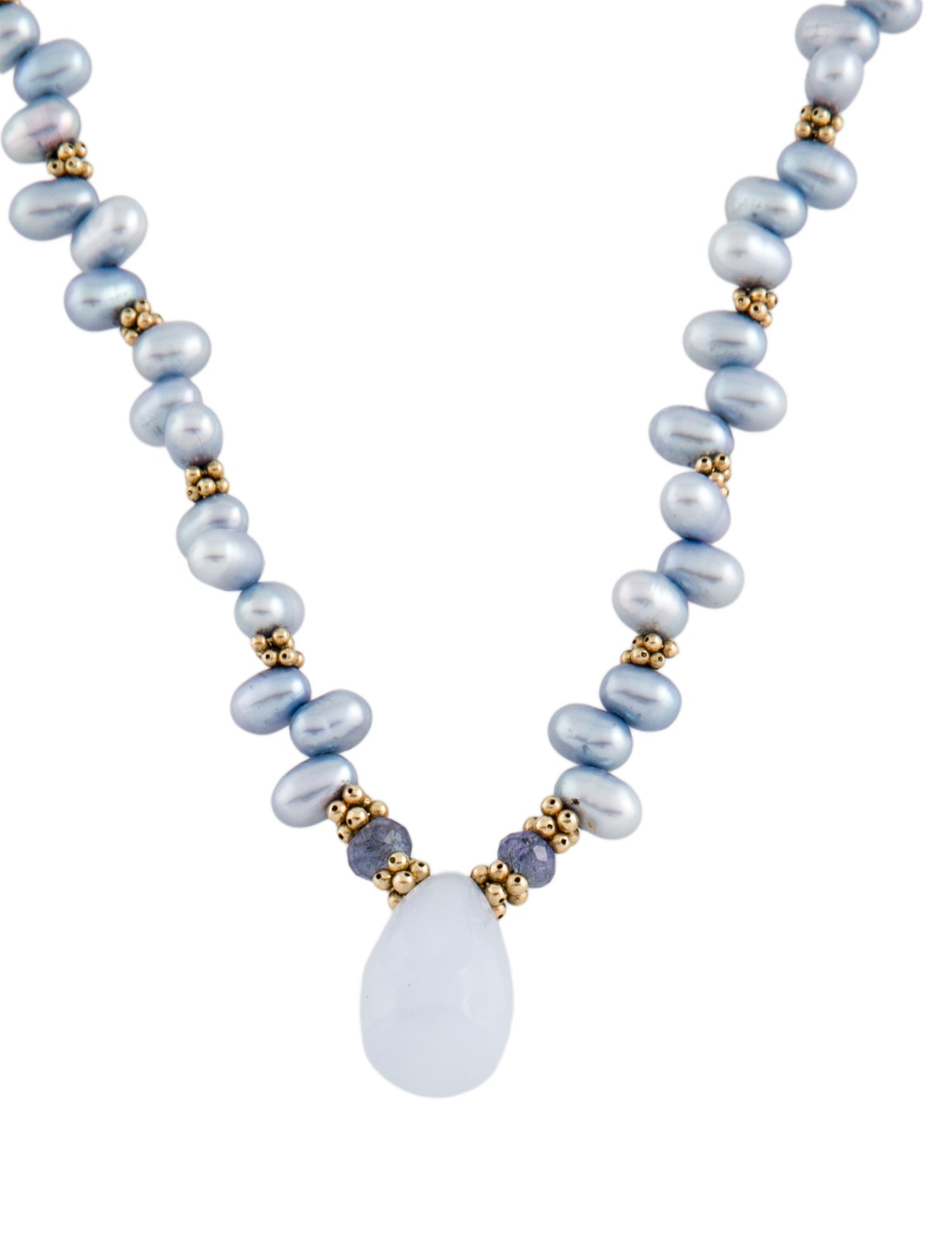Necklace Barb Hart 14K Dyed Pearl & Chalcedony