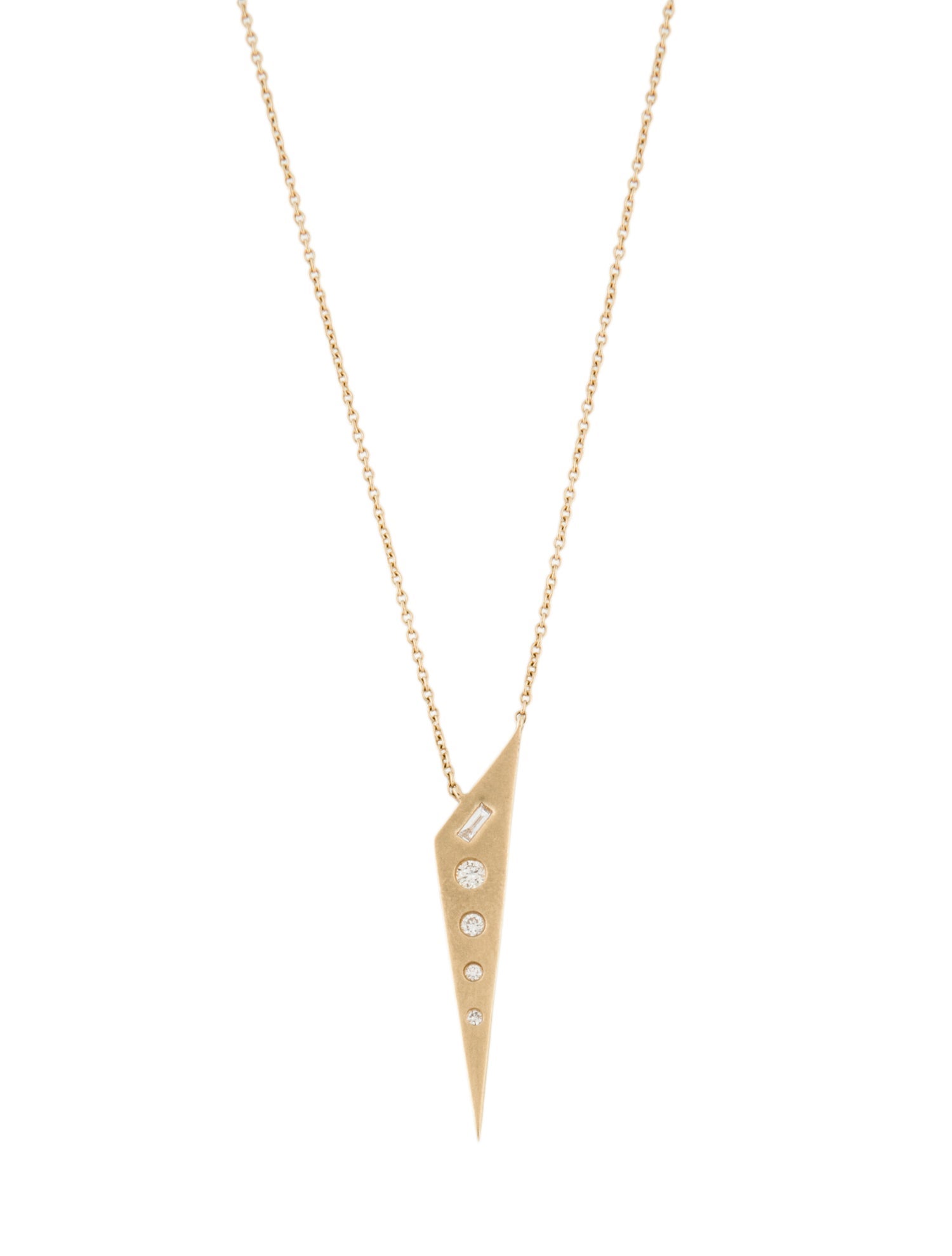 Necklace 14K Diamond Triangular Spike Pendant Necklace