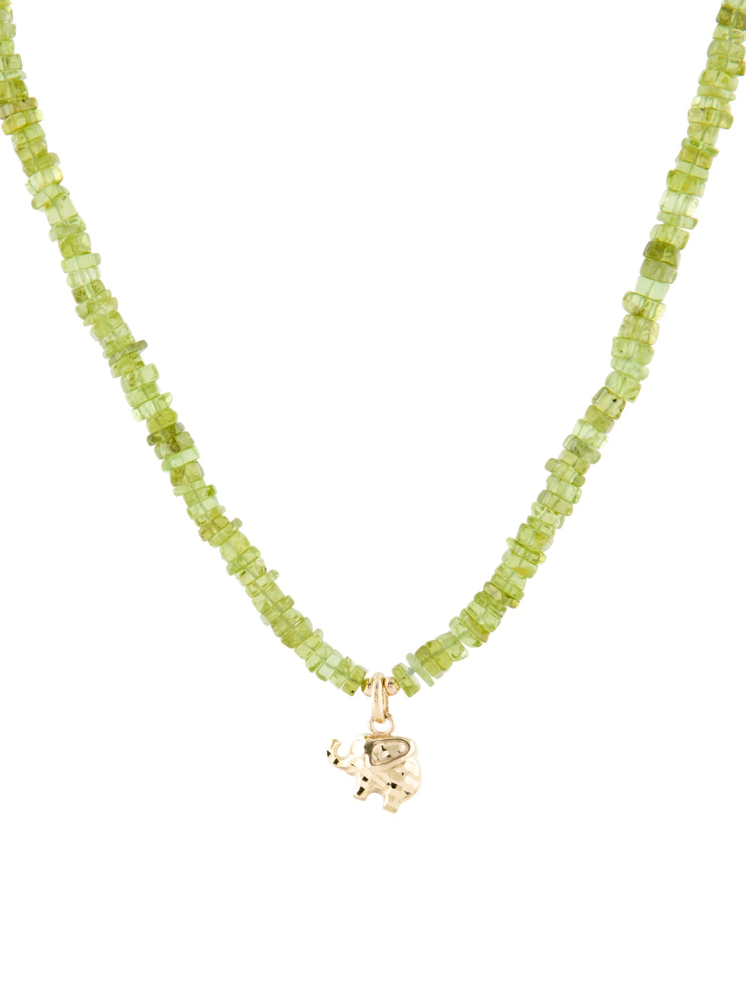 Necklace 14K Peridot Elephant Pendant Necklace