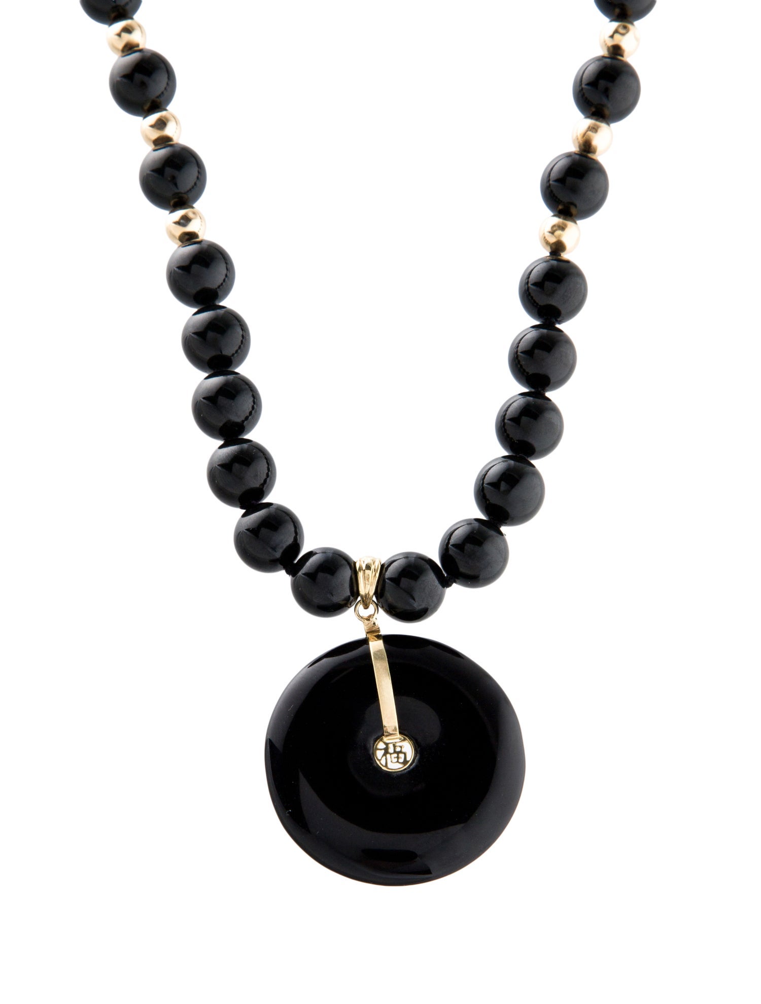 Necklace 14K Onyx 'Fortune' Beaded Pendant Necklace