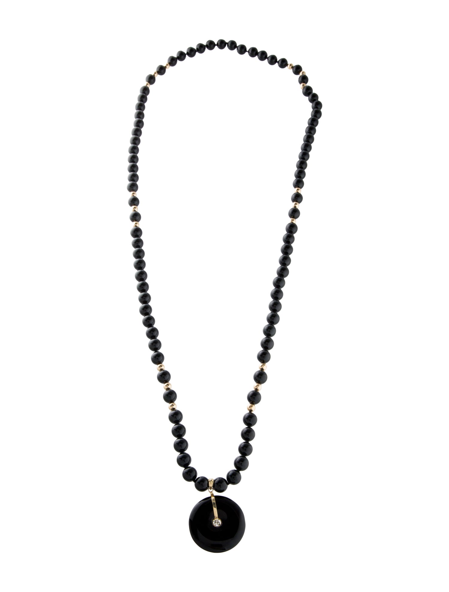Necklace 14K Onyx 'Fortune' Beaded Pendant Necklace