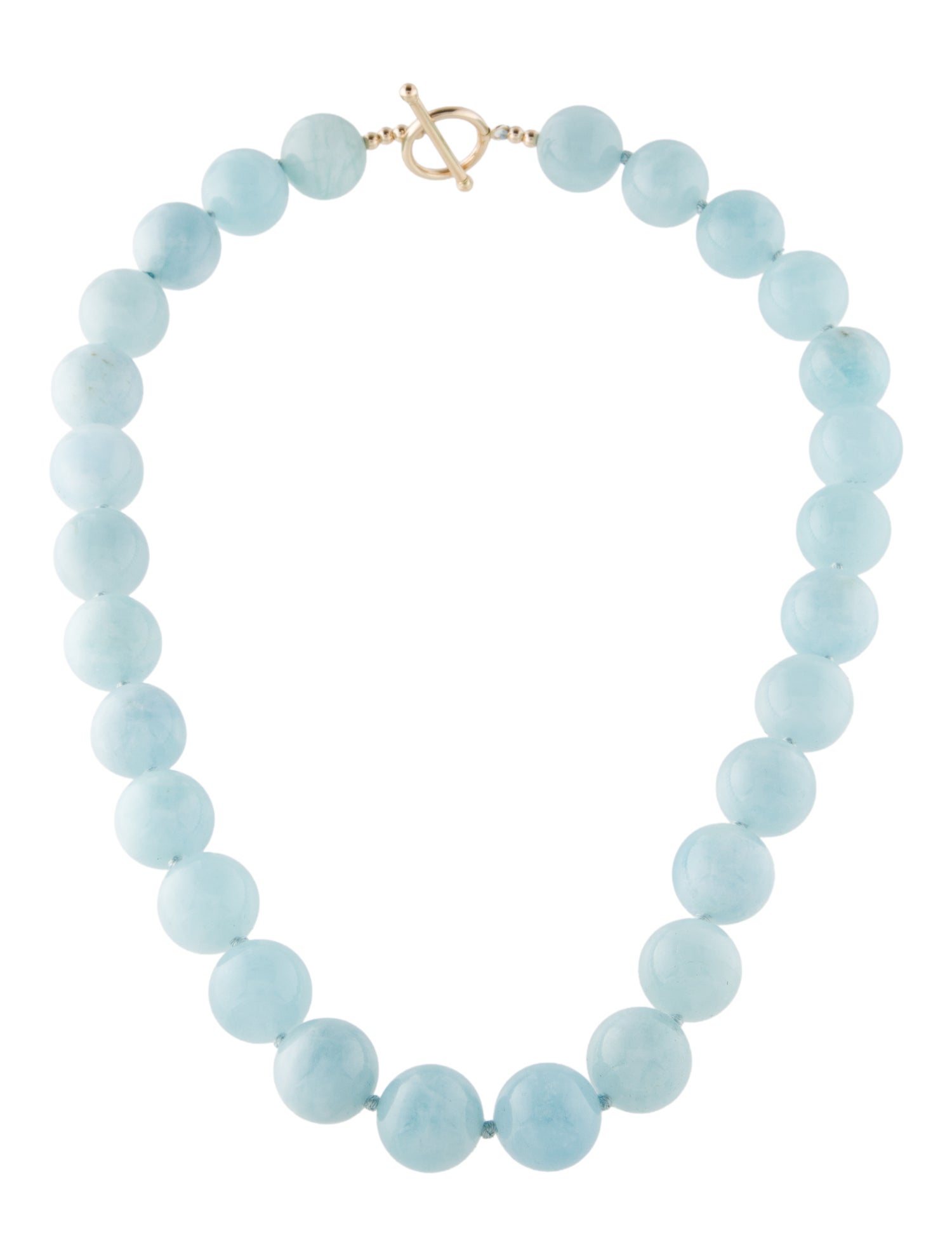 Necklace 14K Aquamarine Bead Toggle Lock