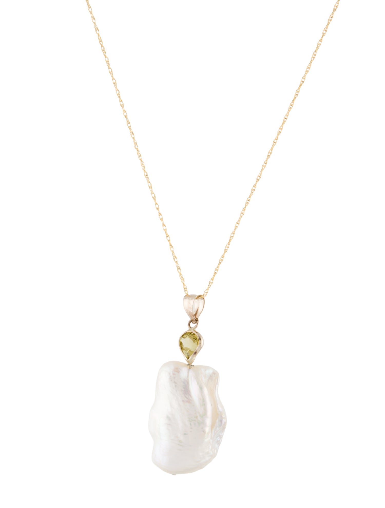Necklace 14K Pearl & Tourmaline Pendant