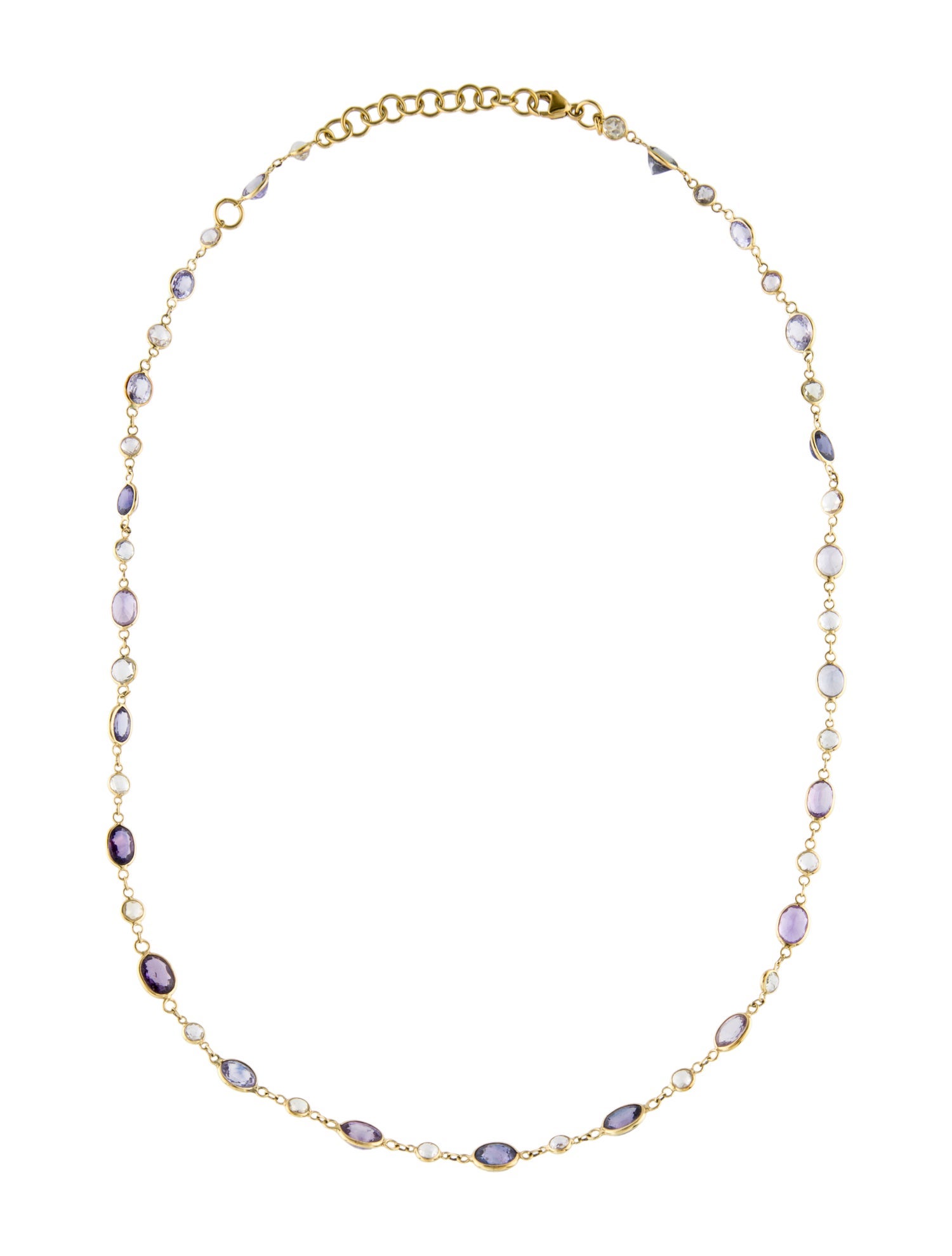 Necklace 18K 10.47ctw Sapphire & Tourmaline Chain Necklace