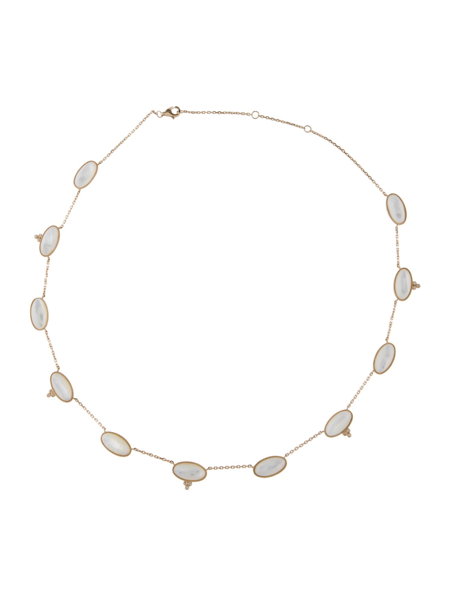 Necklace 14K Mother of Pearl & Diamond Station Necklace
