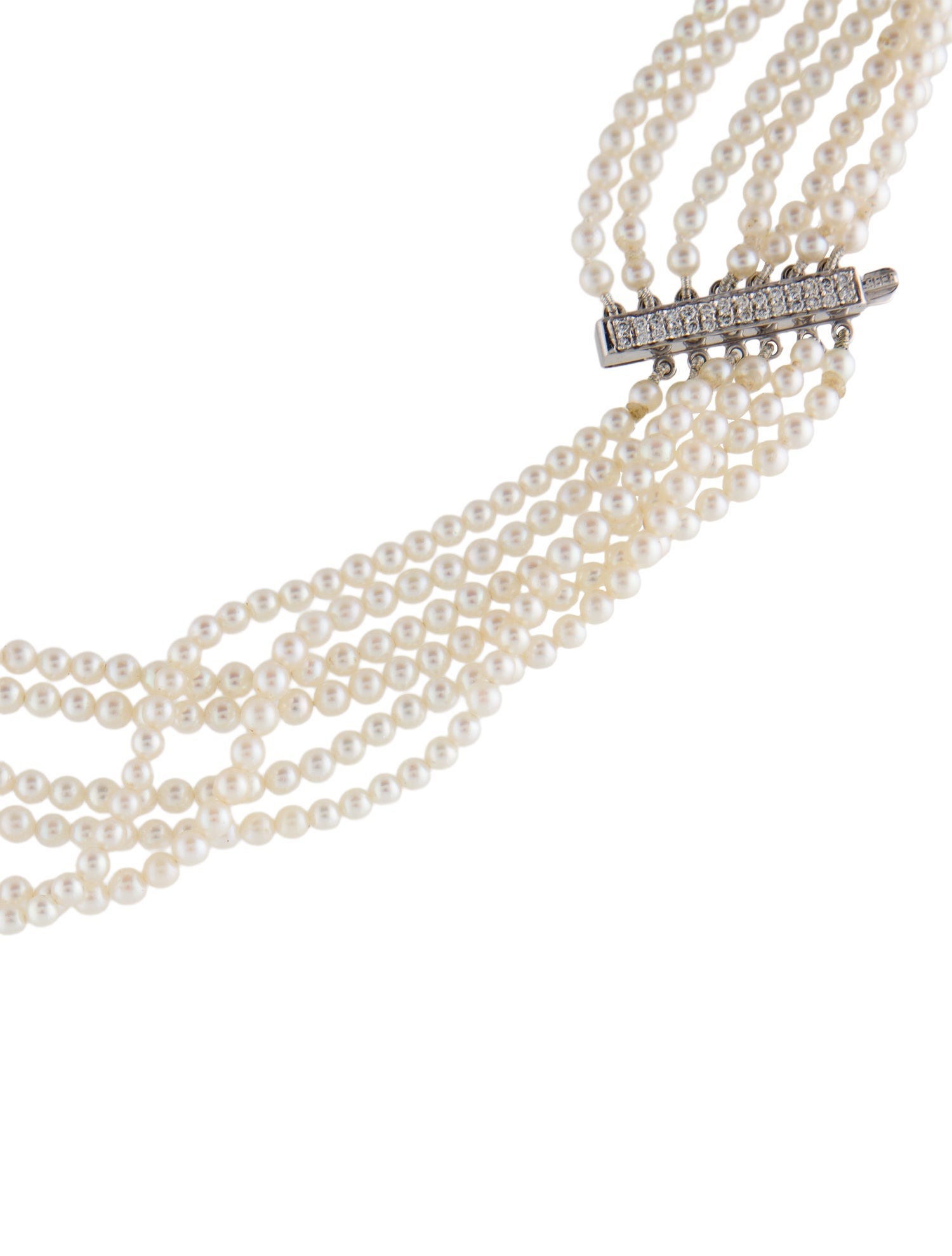 Necklace 14K Pearl & Diamond Convertible Bead Strand Necklace