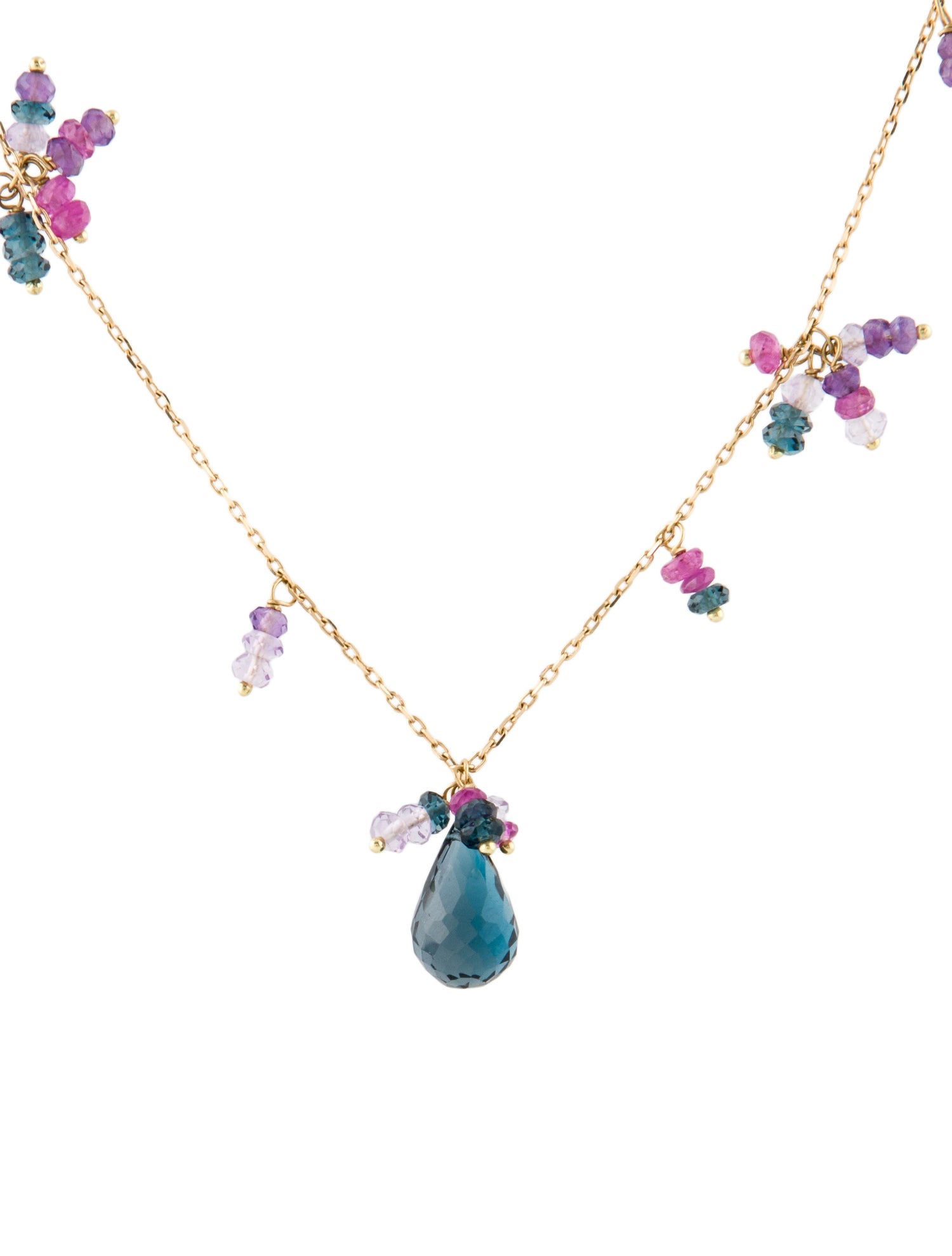 Necklace Sweet Pea 18K Multi-Gemstone Pendant