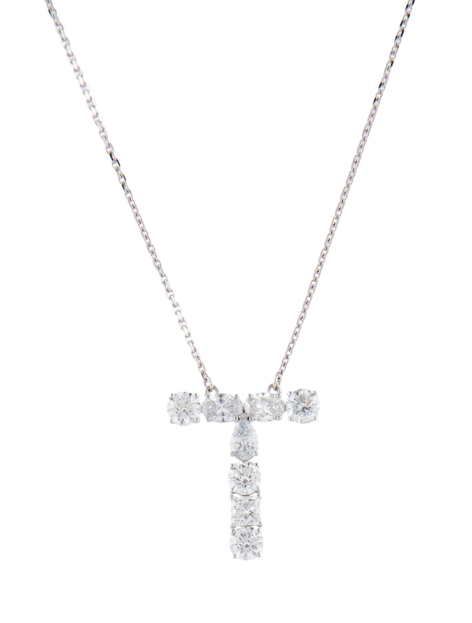 Necklace 14K 2.12ctw Diamond Initial 'T' Pendant Necklace