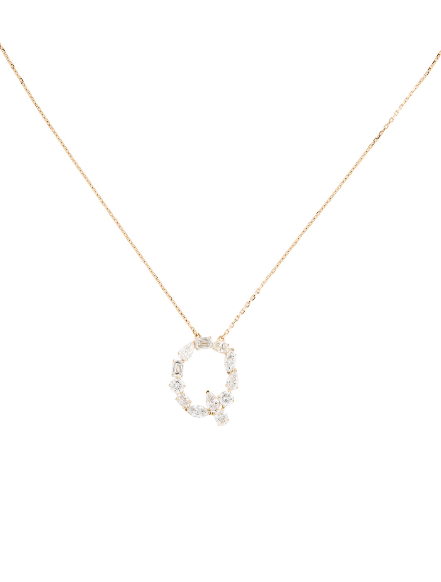Necklace 14K 2.15ctw Lab-Grown Diamond Initial 'Q' Pendant Necklace