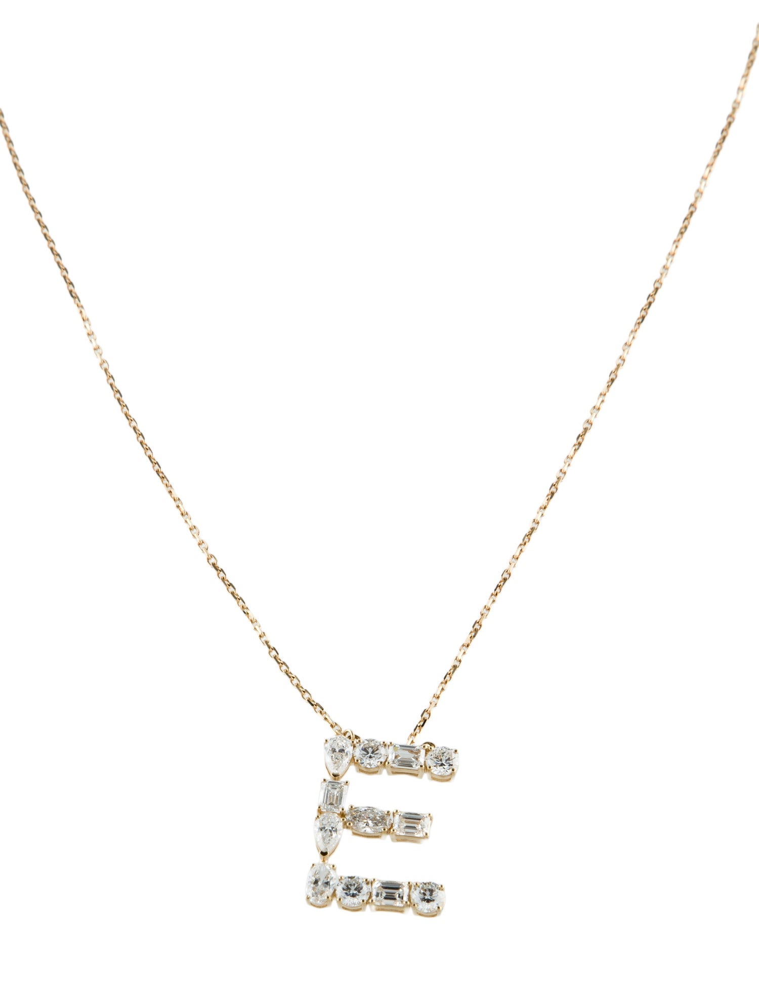 Necklace 14K 2.09ctw Lab-Grown Diamond Initial 'E' Pendant