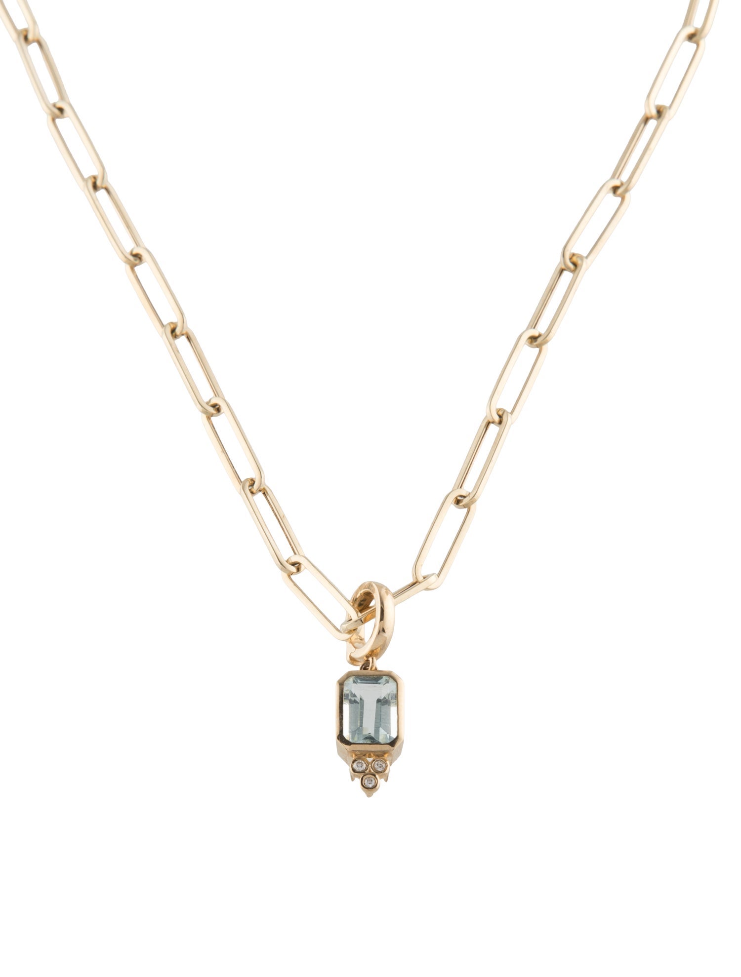 Necklace 14K Aquamarine & Diamond Pendant Necklace