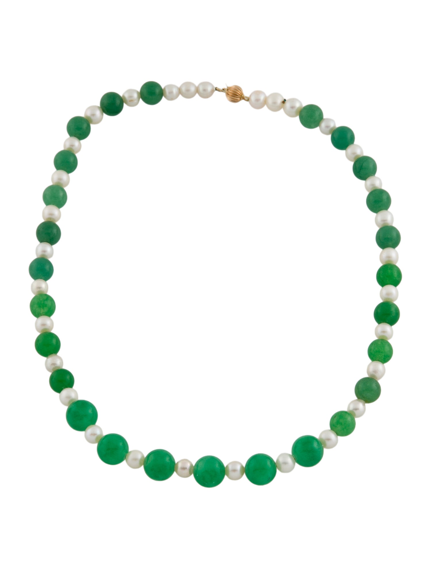 Necklace 14K Cultured Pearl & Dyed Quartzite Graduated Beaded