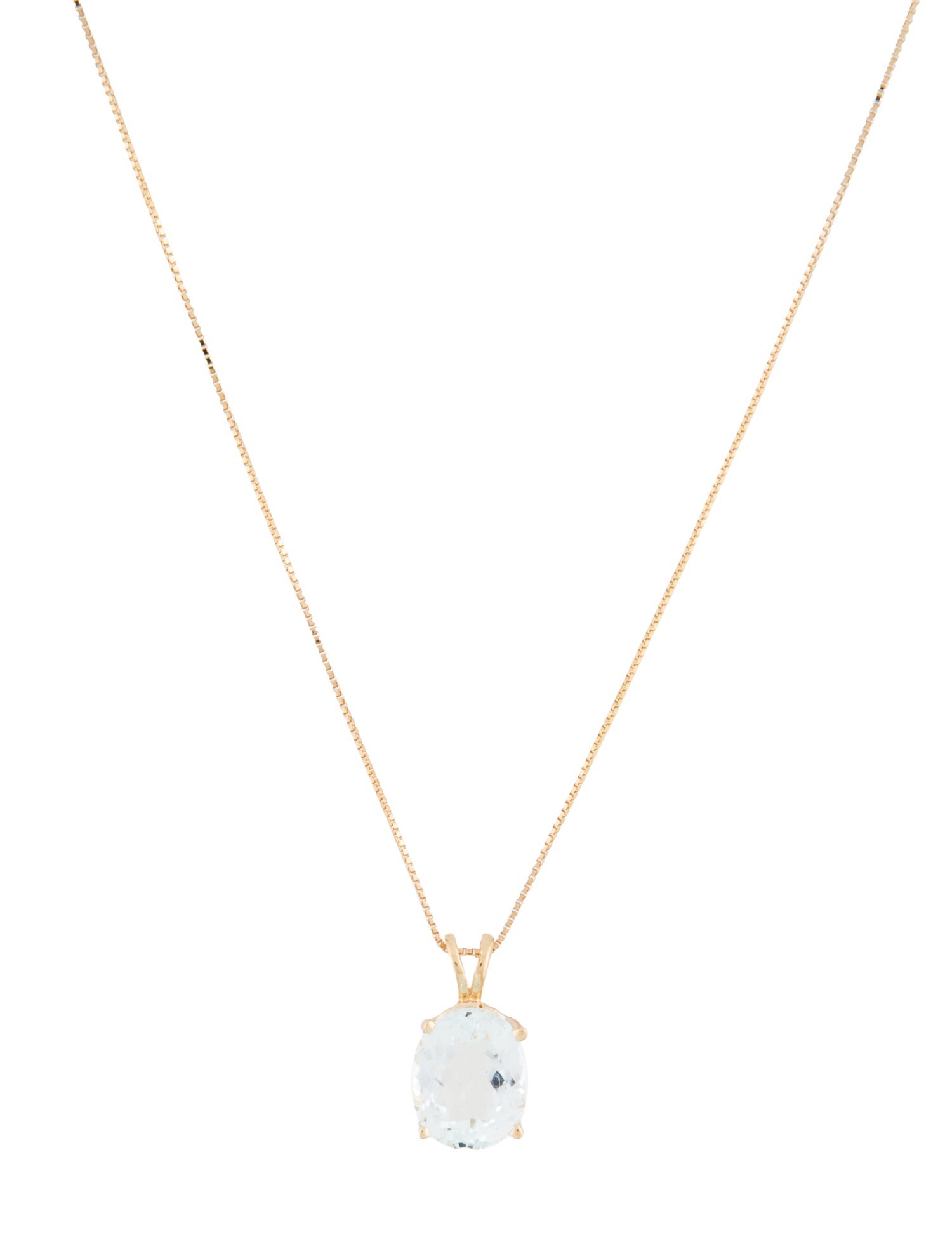 Necklace 14K 3.23CT Aquamarine Pendant
