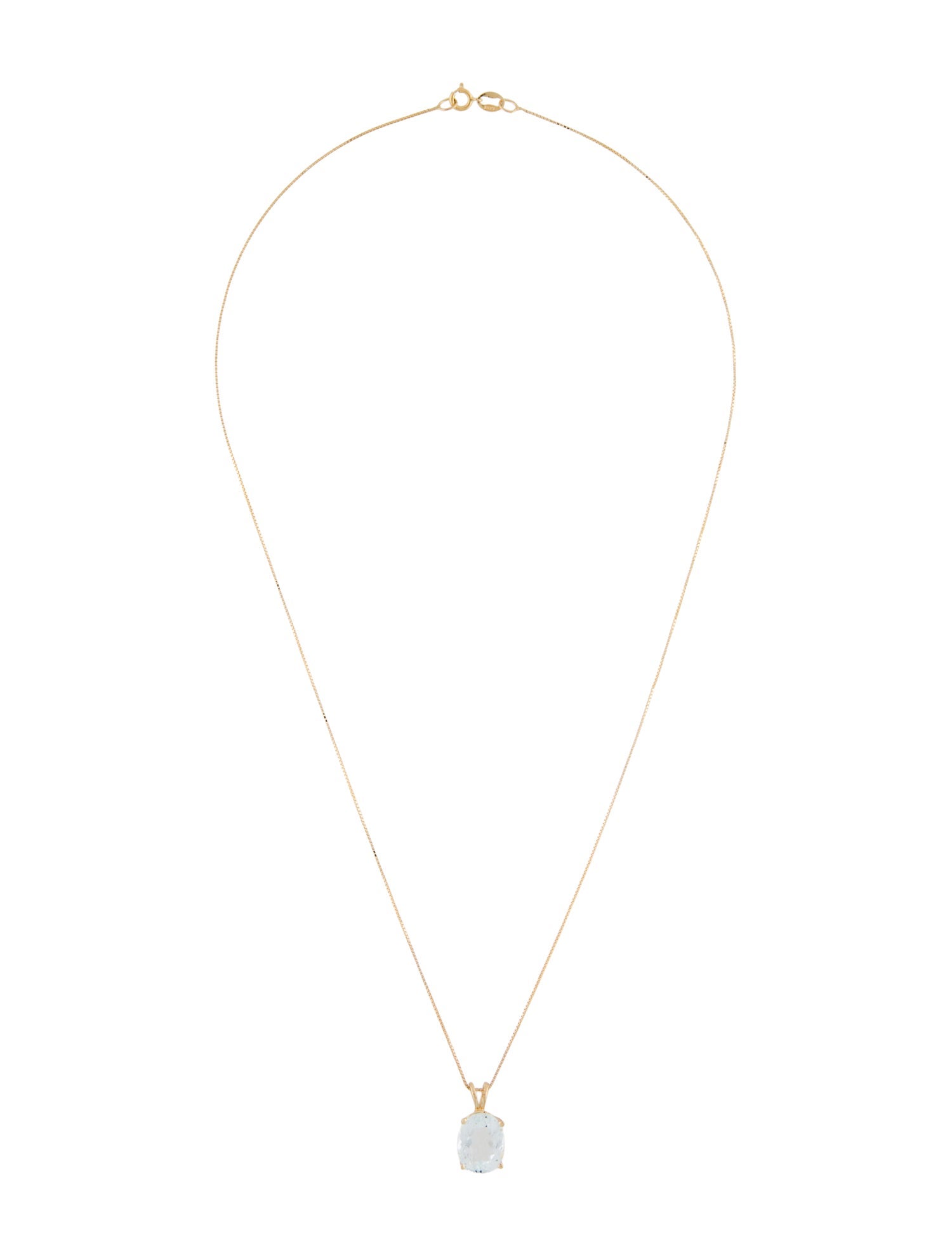 Necklace 14K 3.23CT Aquamarine Pendant