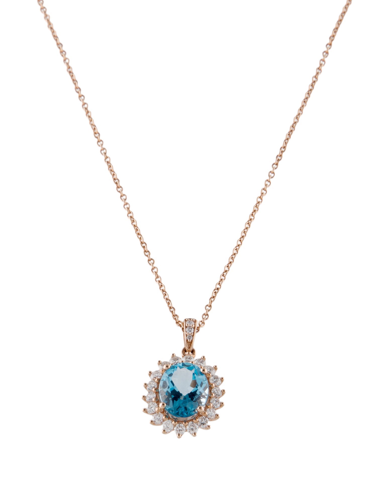 Necklace 14K 3.00ct Topaz & Diamond Pendant Necklace
