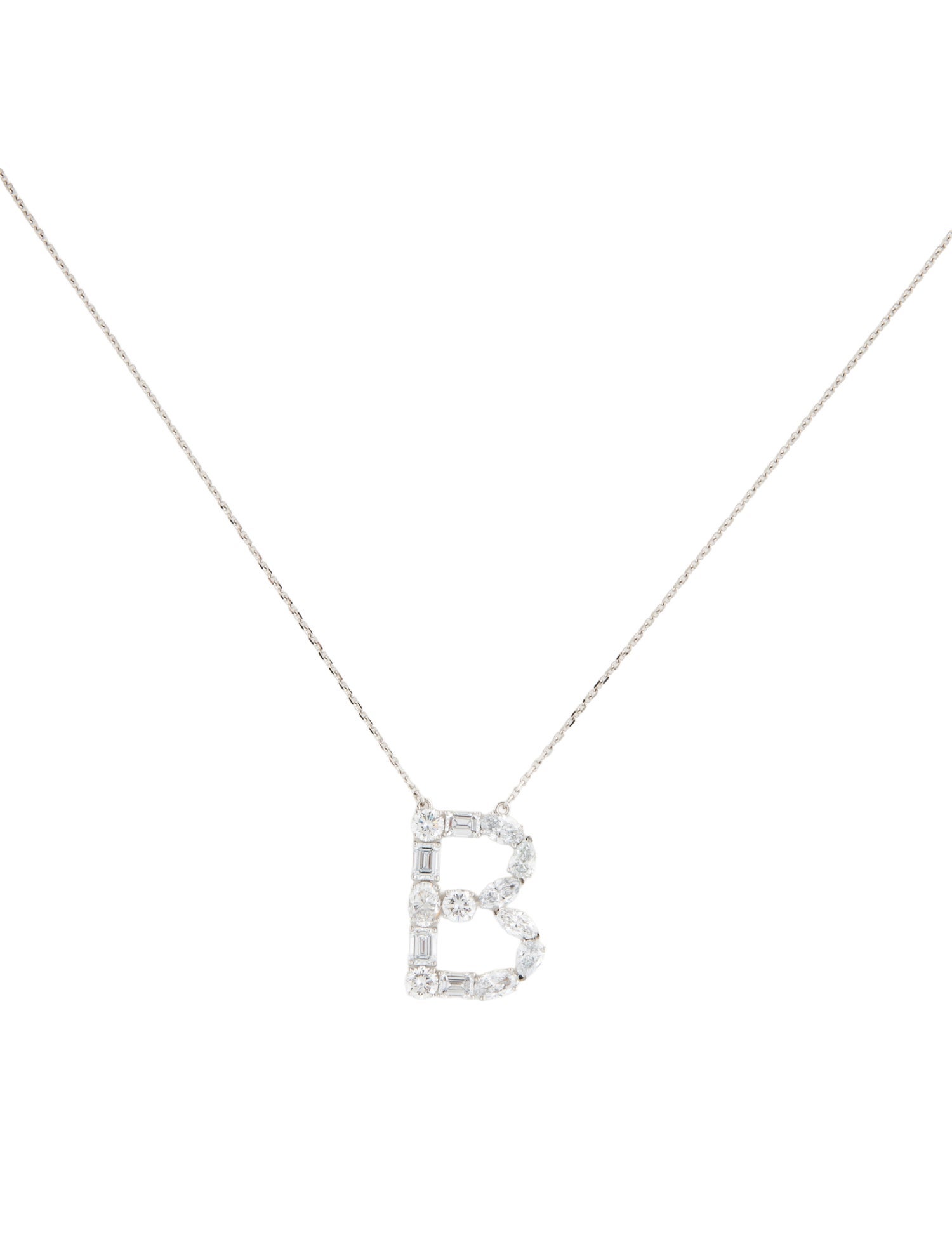 Necklace 14K 2.69ctw Lab-Grown Diamond Initial 'B' Pendant Necklace