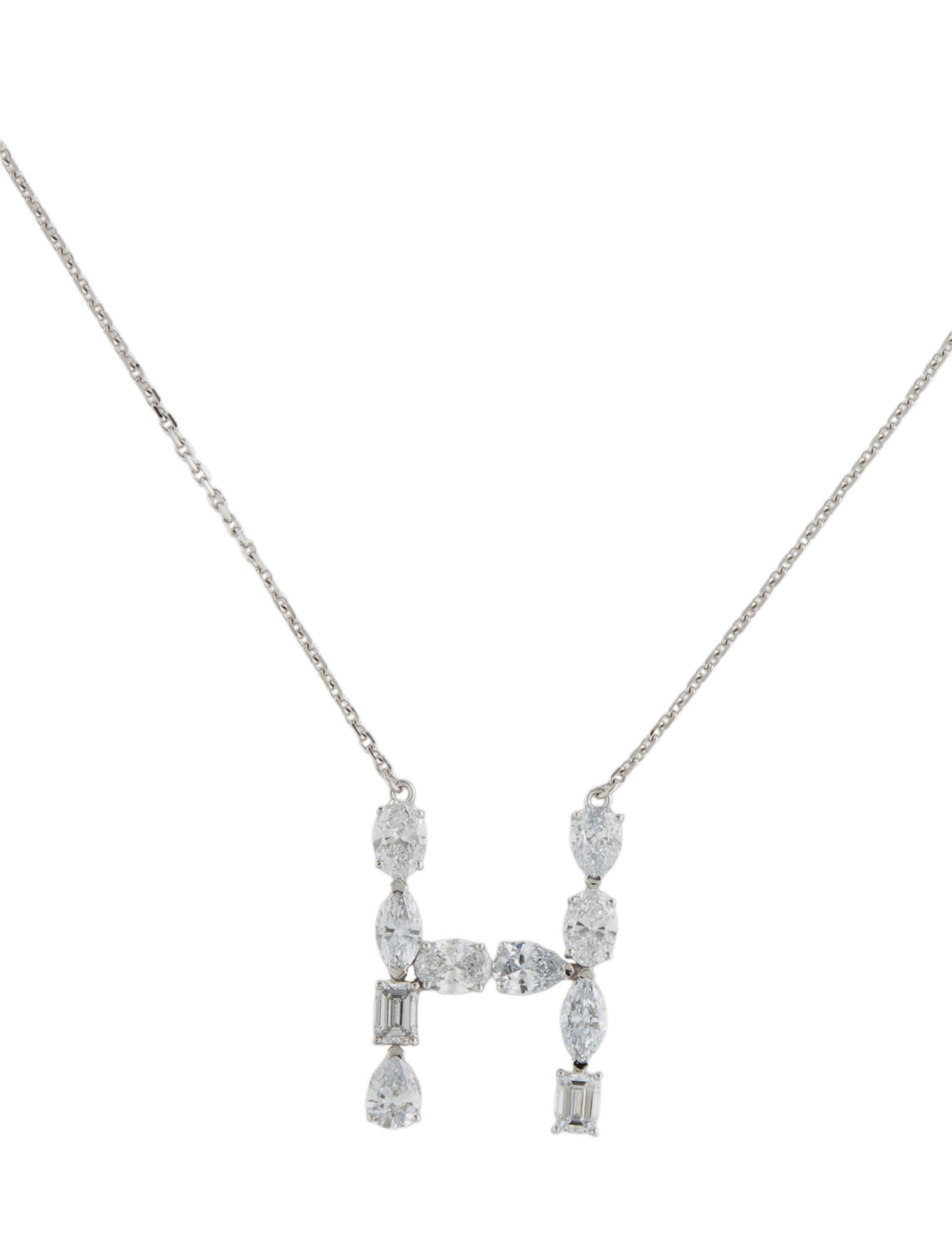 Necklace 14K 2.20ctw Lab-Grown Diamond Initial 'H' Pendant Necklace