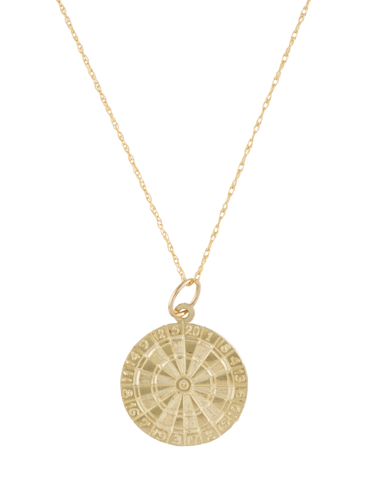 Necklace 14K Dart Board Pendant Necklace
